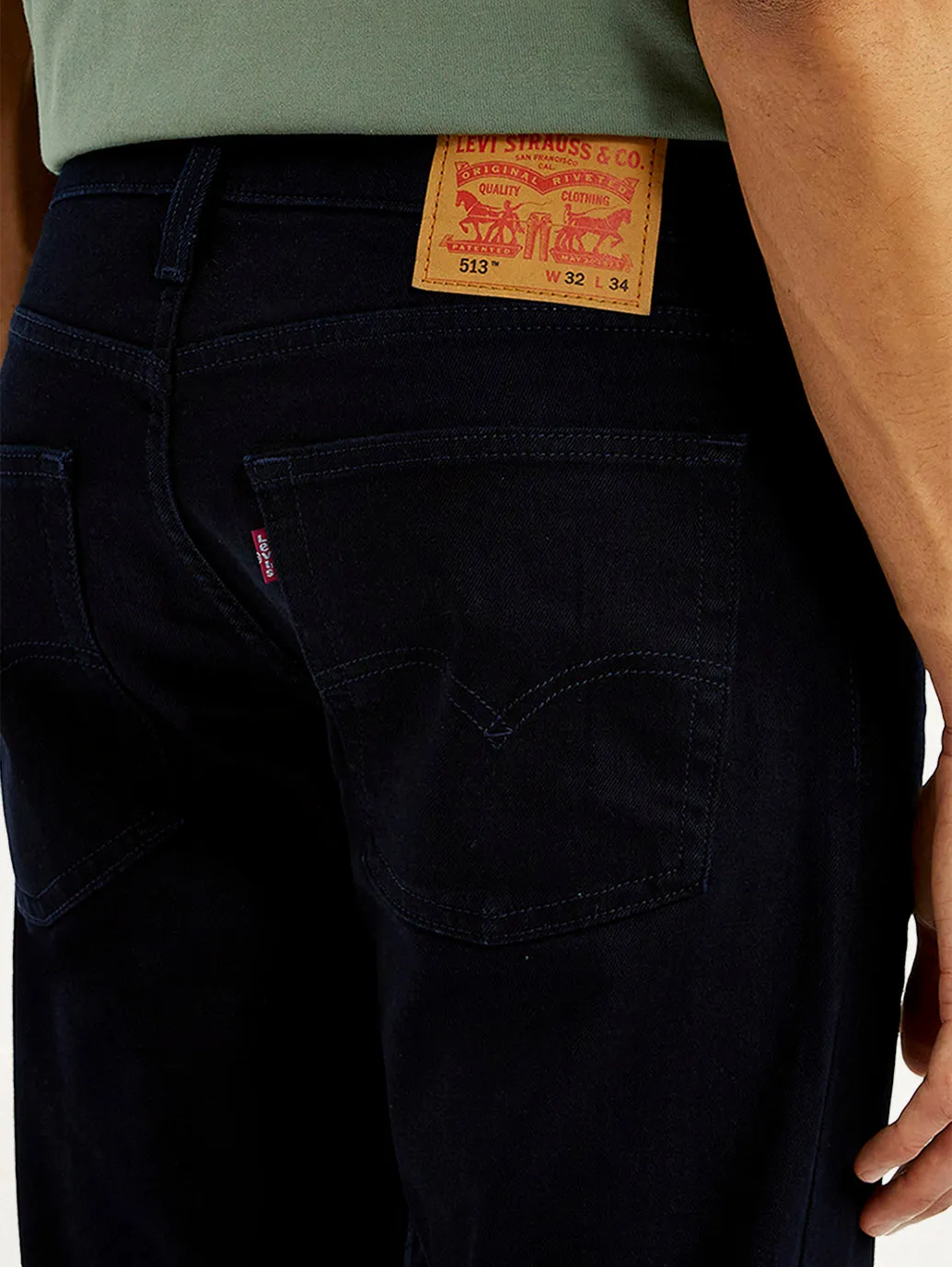 Layered Knee Panels Men's 513 Dark Blue Slim Straight Fit Mid Rise Jeans