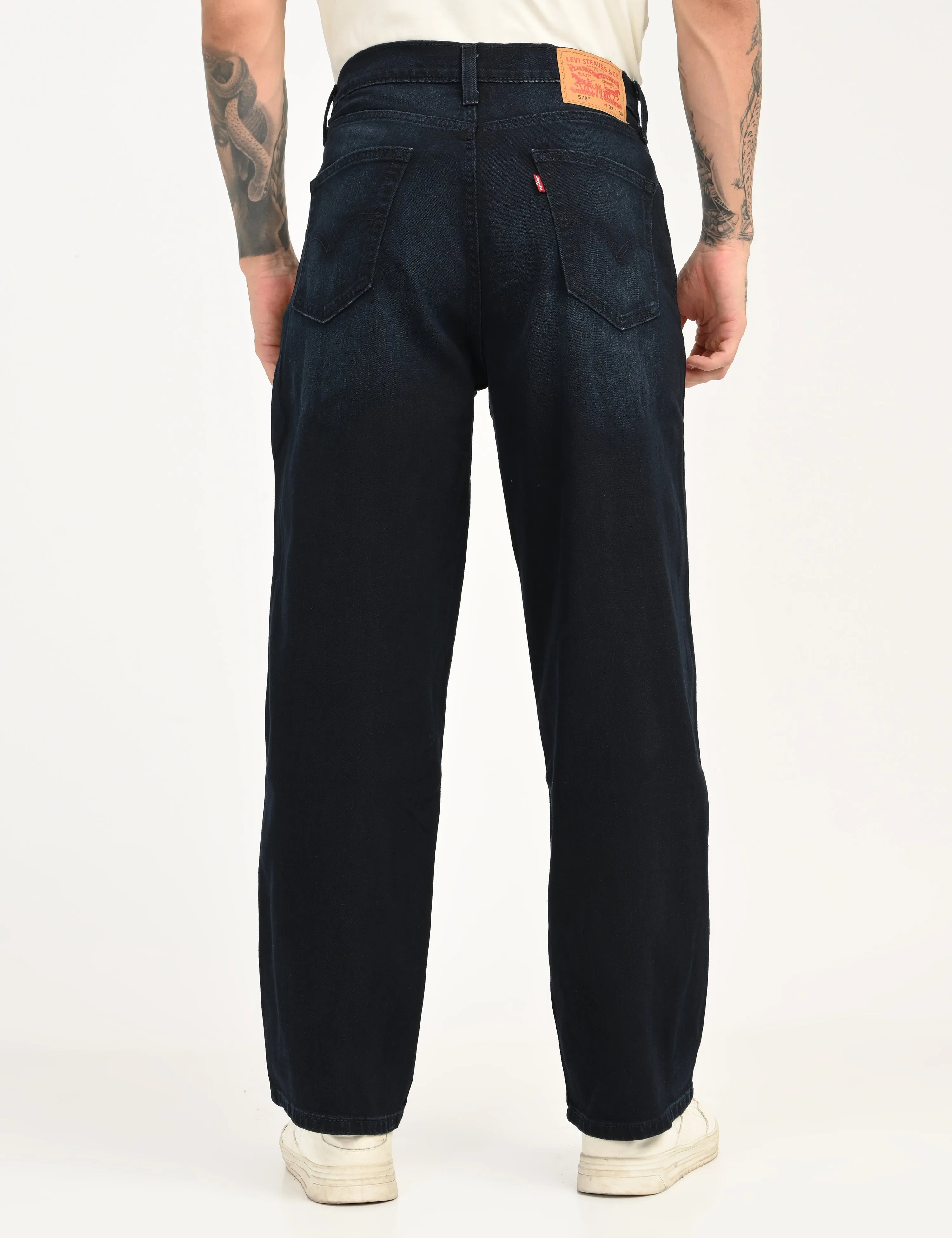 Lightweight Denim Blend Men's 578 Dark Blue Loose Fit Mid Rise Jeans