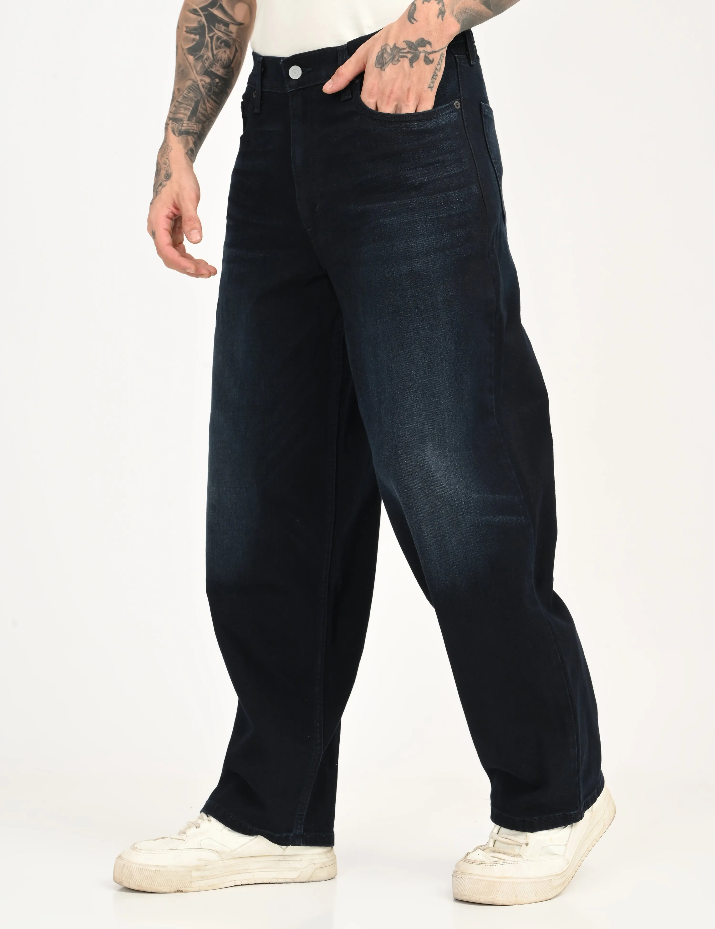 Men's 578 Dark Blue Loose Fit Mid Rise Jeans Non Toxic Textile Certified Date Night Sustainable