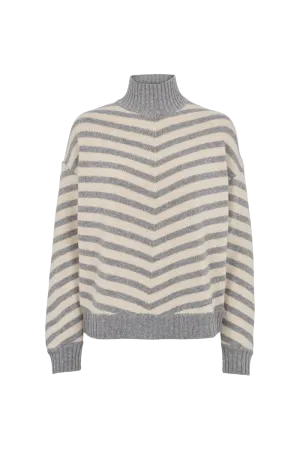 HighElastic Recovery Seasonal Layered Line Turtle - L. grey melange / grey melange