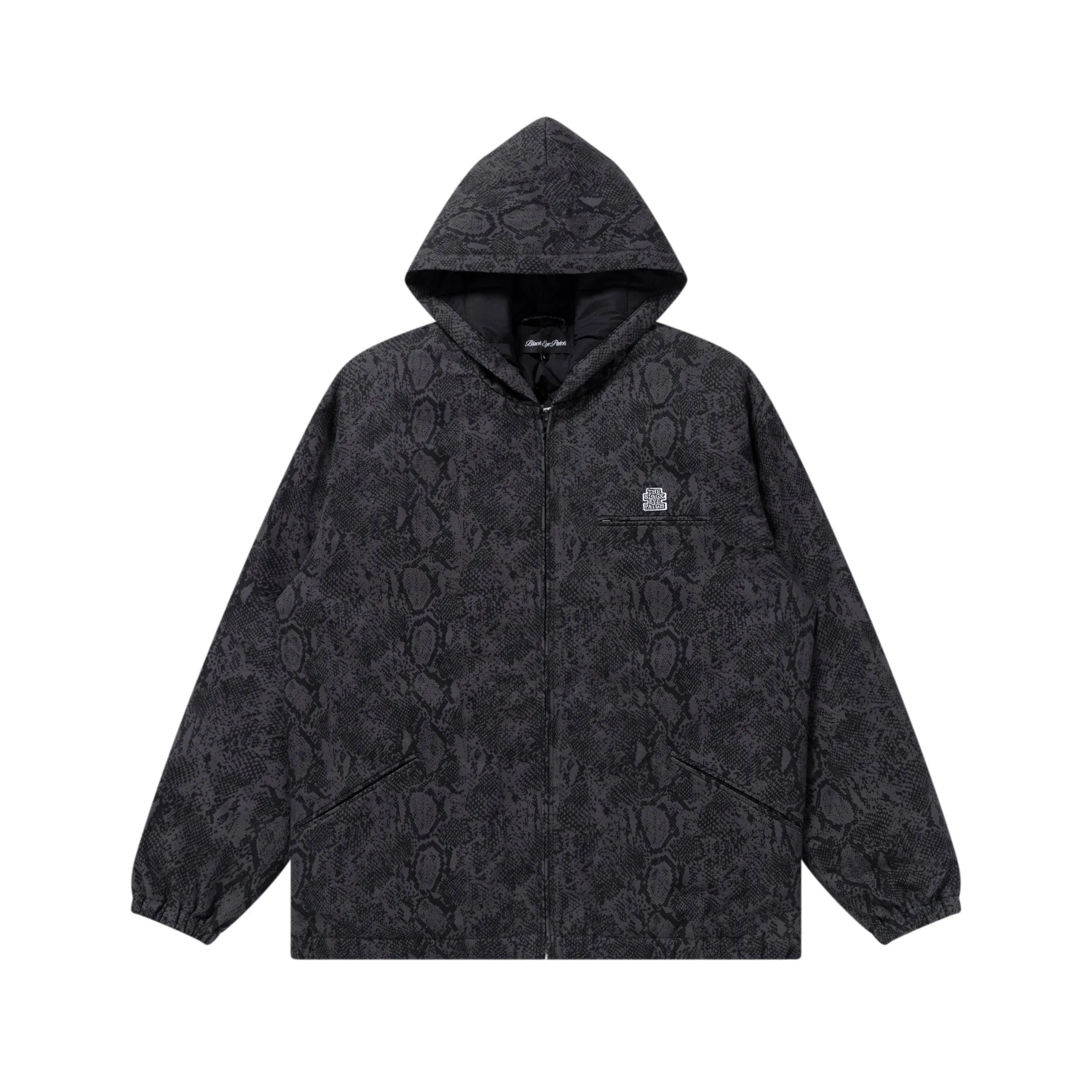SMALL OG PYTHON PATTERNED HOODED JACKET BLACK Extra Layer Piece Breathable Membrane