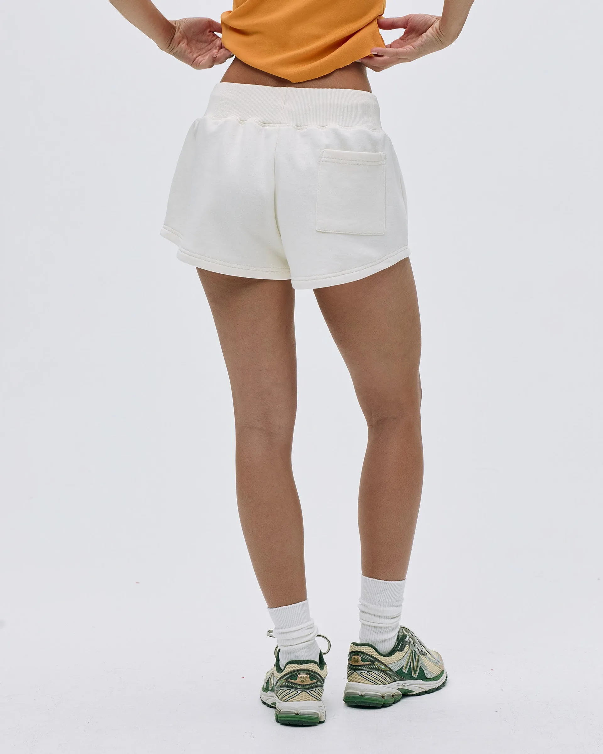 Breathable Performance Vacation Mini Sweat Shorts - Marshmallow White/Mango Orange