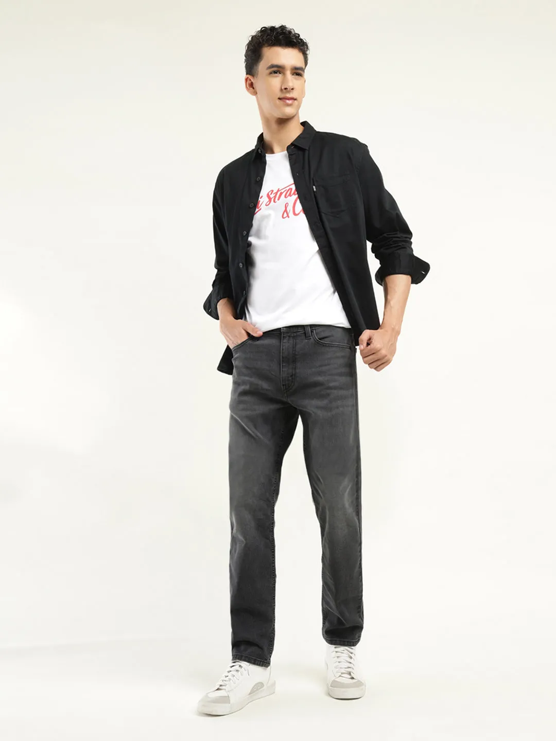 Home Comfort Bold Look Sunny Vibes Soft Aesthetic Men's 513 Black Slim Straight Fit Mid Rise Jeans