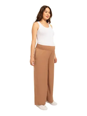Smocked Wide Leg Pant Functional Pockets