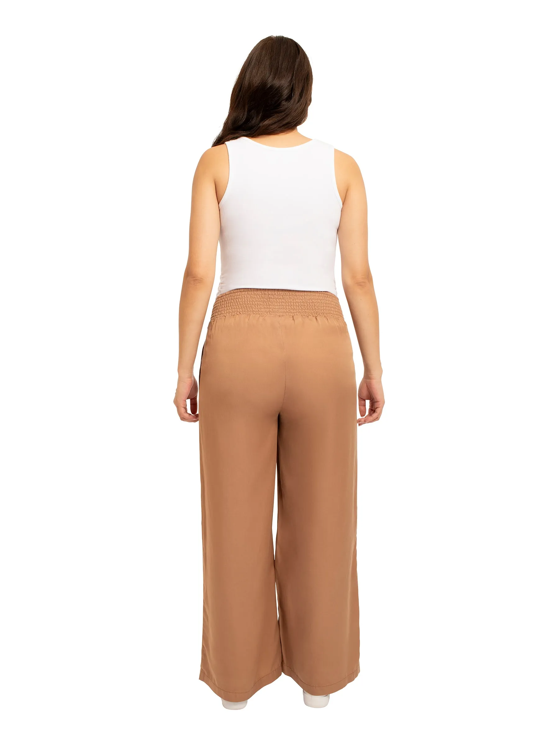 New Mom Smocked Wide Leg Pant