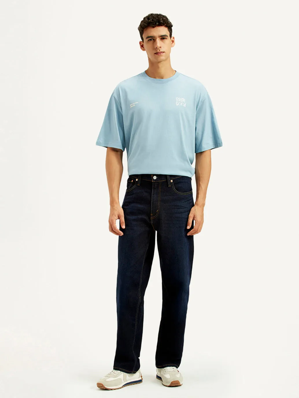 Sunny Vibes Vibrant Relaxed Style Selvedge Detailing Men's 568 Dark Indigo Loose Fit Mid Rise Jeans