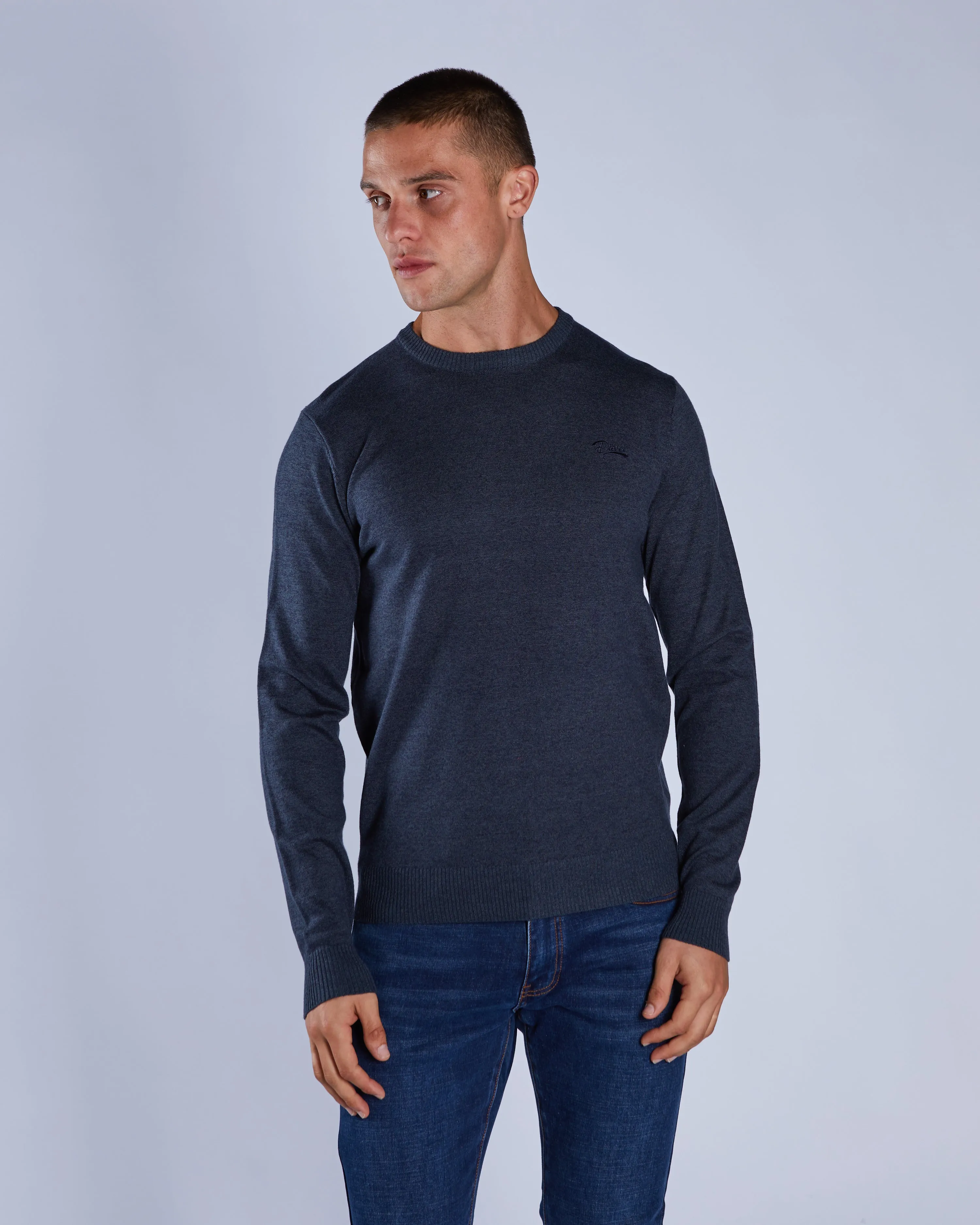 Dylan Round Neck Petrol Blue Marl City Trend Odor control
