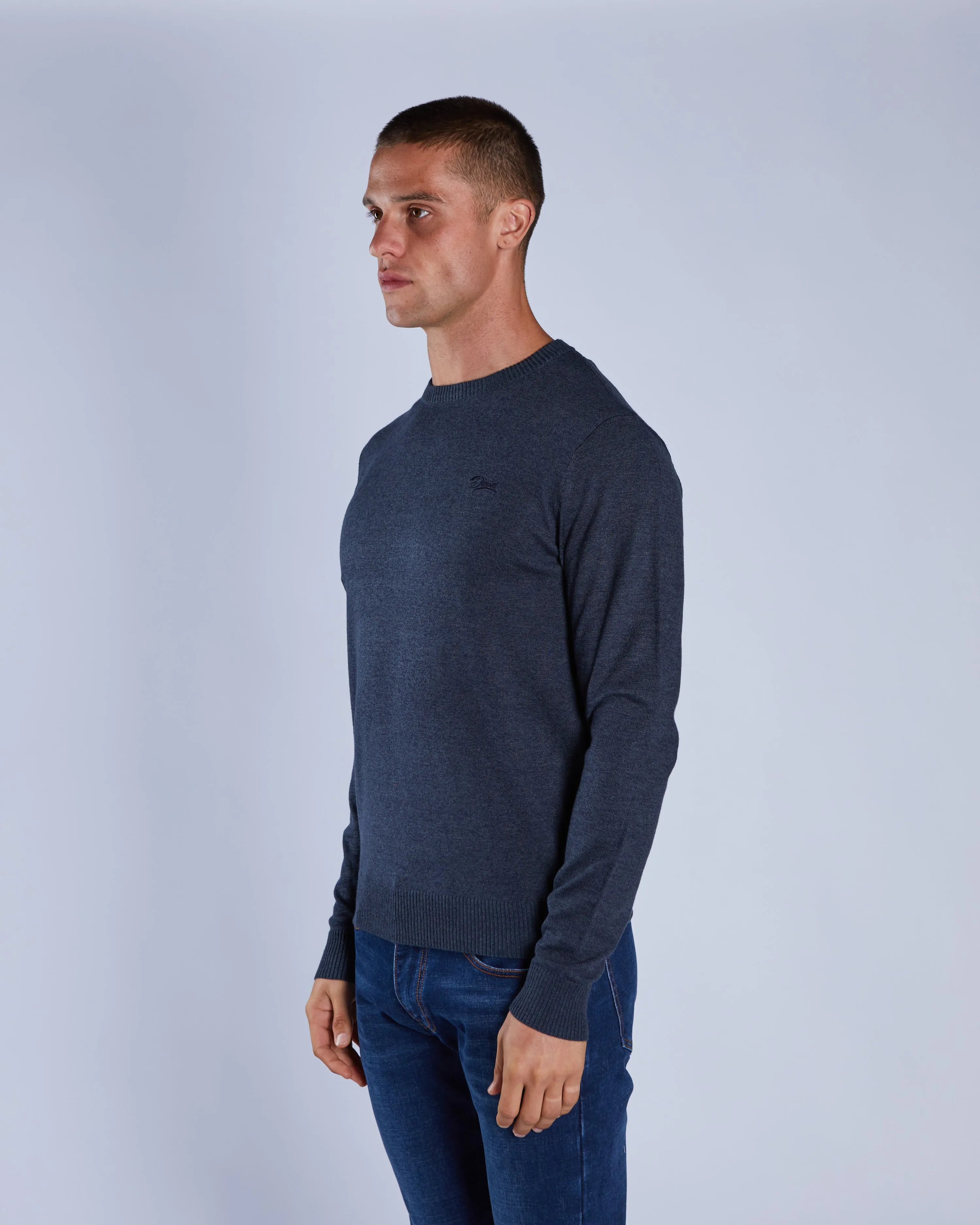 Dylan Round Neck Petrol Blue Marl Casual Wear