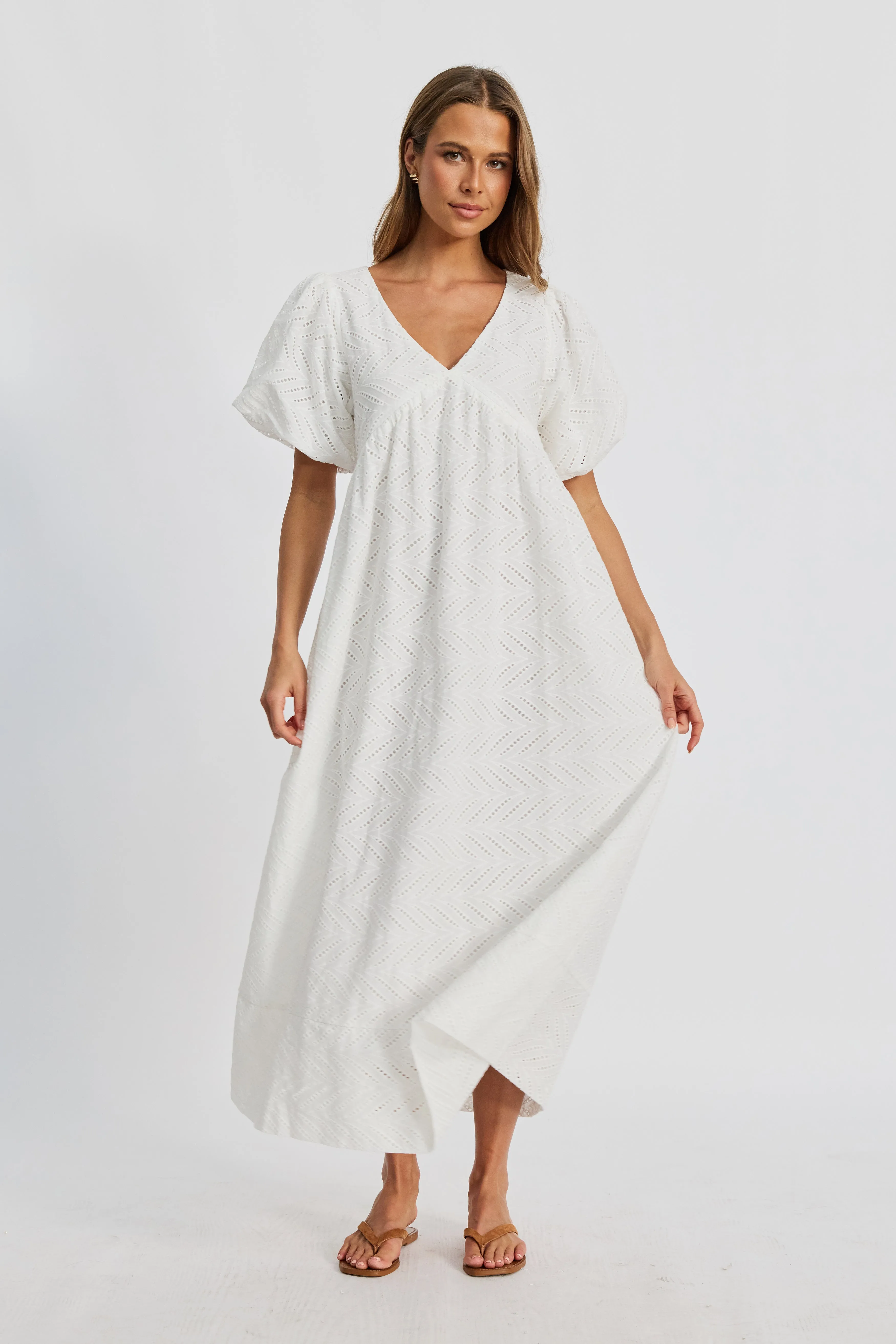 multiway wear Sofia Broderie Anglaise Babydoll Dress - White