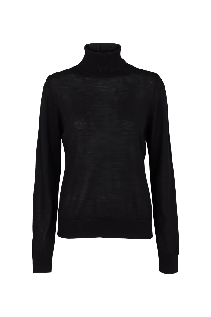 Chunky Cable Knit Vera Roll Neck - Black