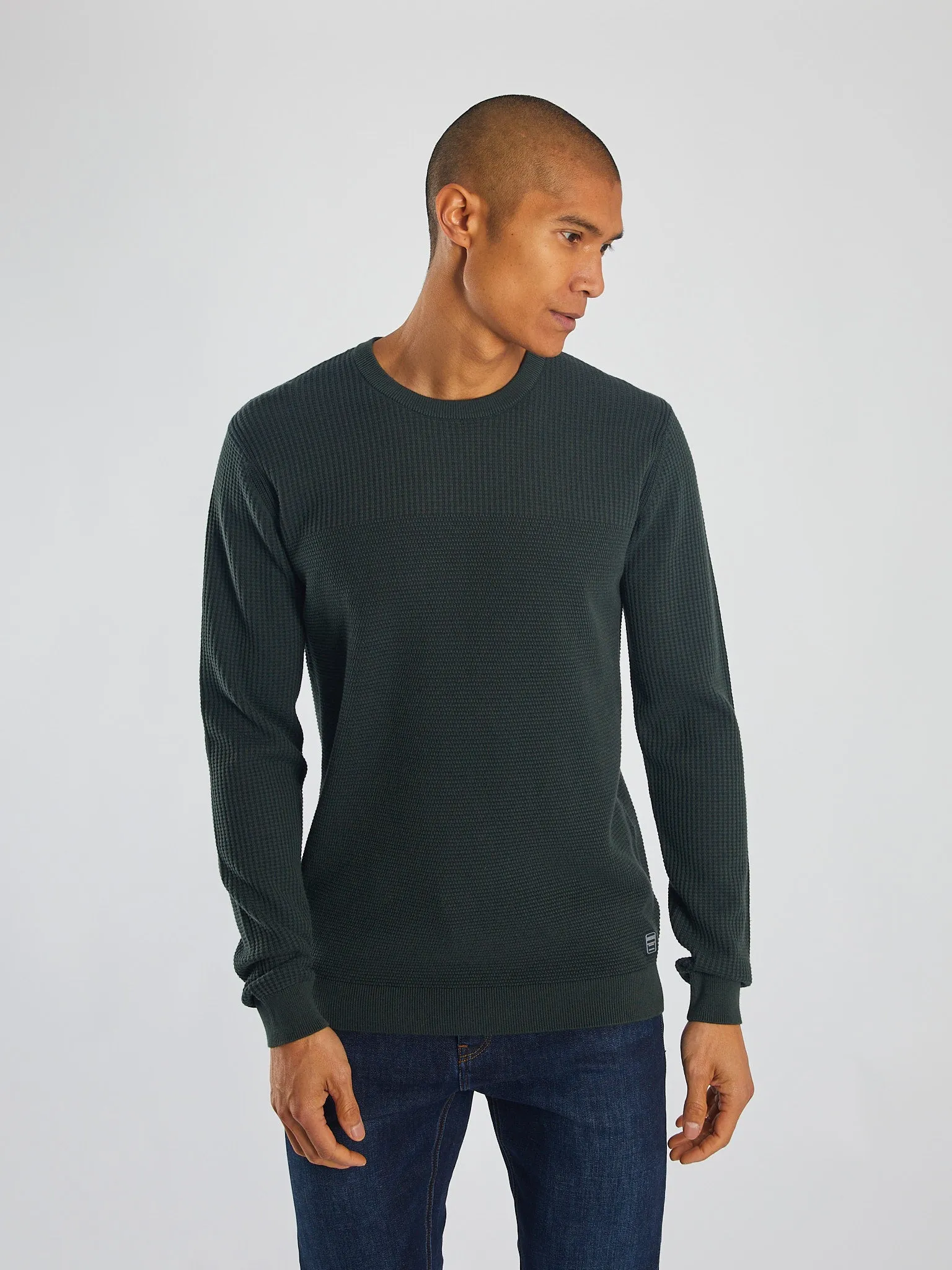 Simple Layered Samson Sweater Workwear Green Marl