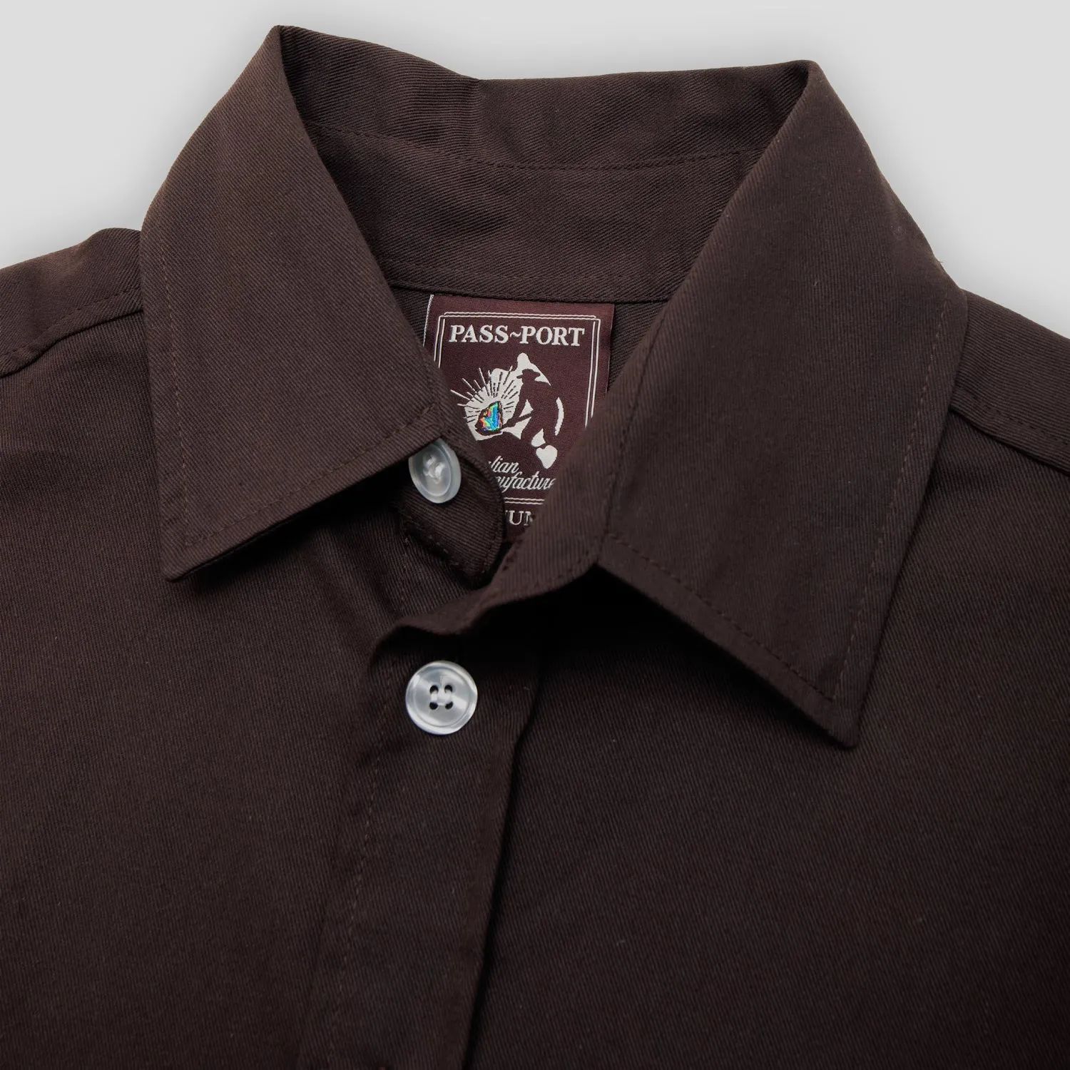Ribbed Trim Pass~Port Australian Manufactured Short Sleeve Shirt - Dark Chocolate