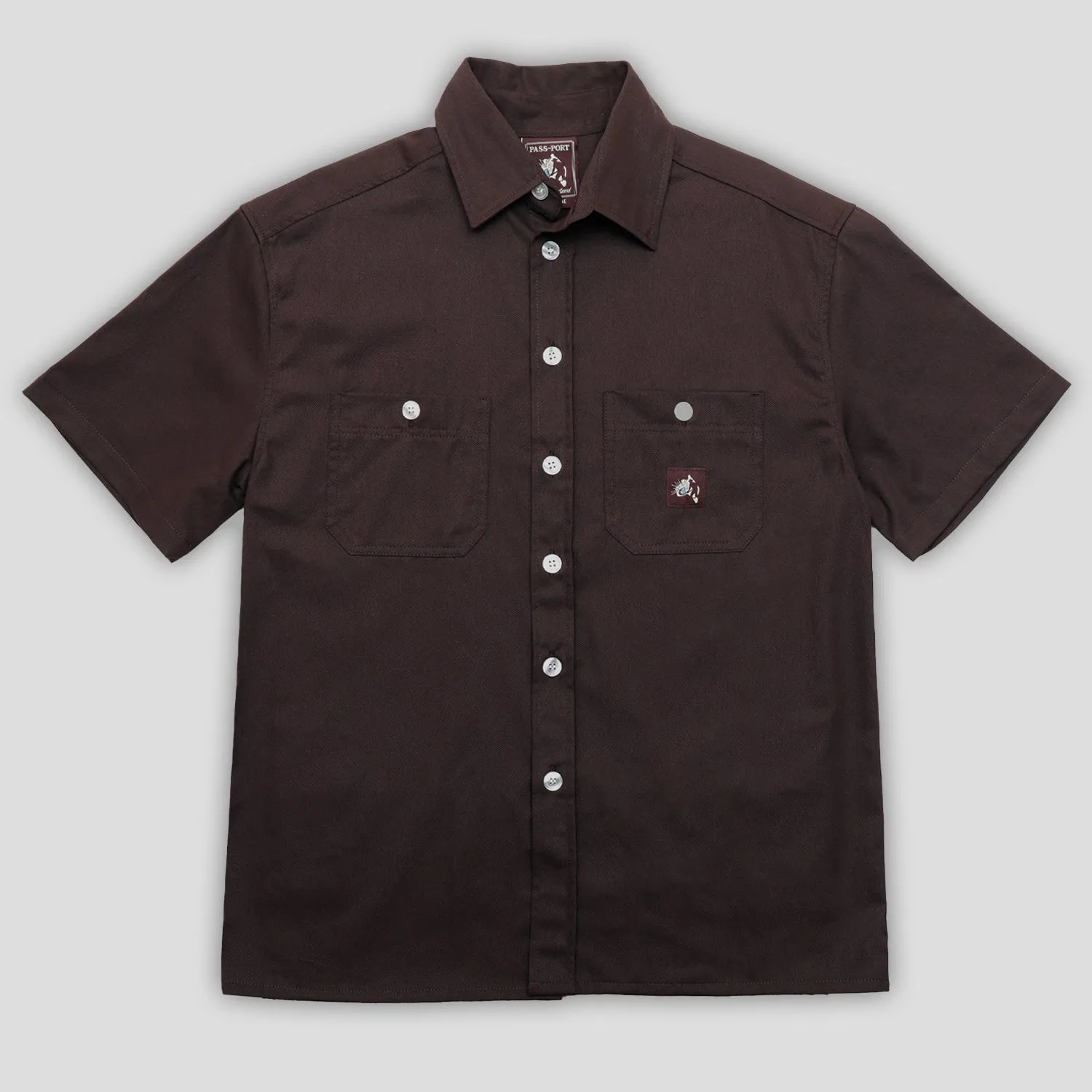 Pass~Port Australian Manufactured Short Sleeve Shirt - Dark Chocolate Versatile Look Layering Piece