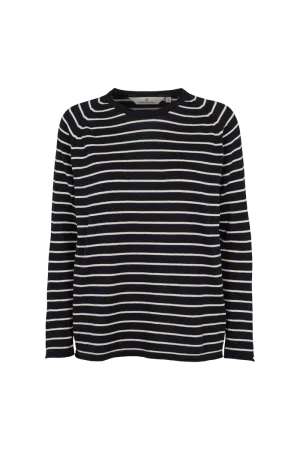 Oversized Collar Style Soya Sweater - Navy/Whisper White