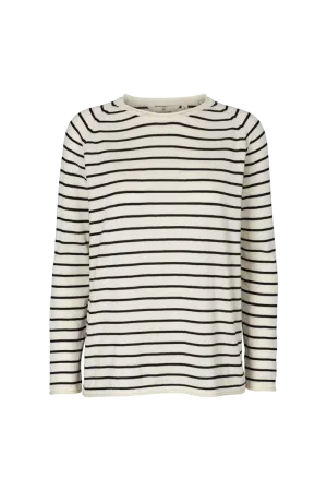 Understated Charm Flexible Knit Construction Soya Sweater - Whisper White/Black