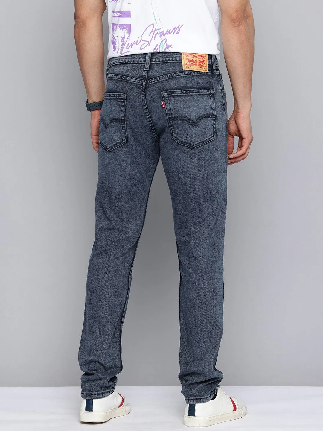 Men's 512 Blue Slim Tapered Fit Mid Rise Jeans Flat Lock Stitching