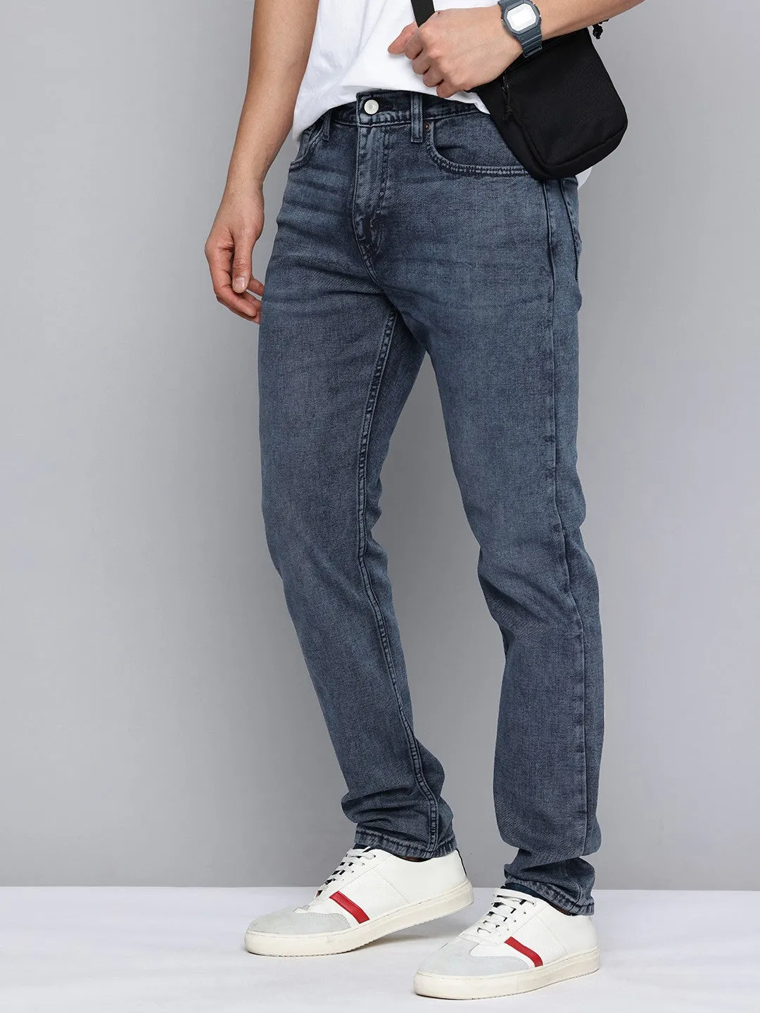 Men's 512 Blue Slim Tapered Fit Mid Rise Jeans Travel Ready Casual Dressing