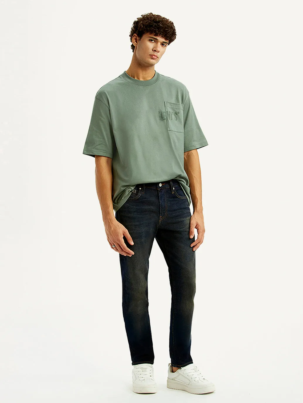 Men's 511 Dark Blue Slim Fit Mid Rise Selvedge Jeans Casual Classic