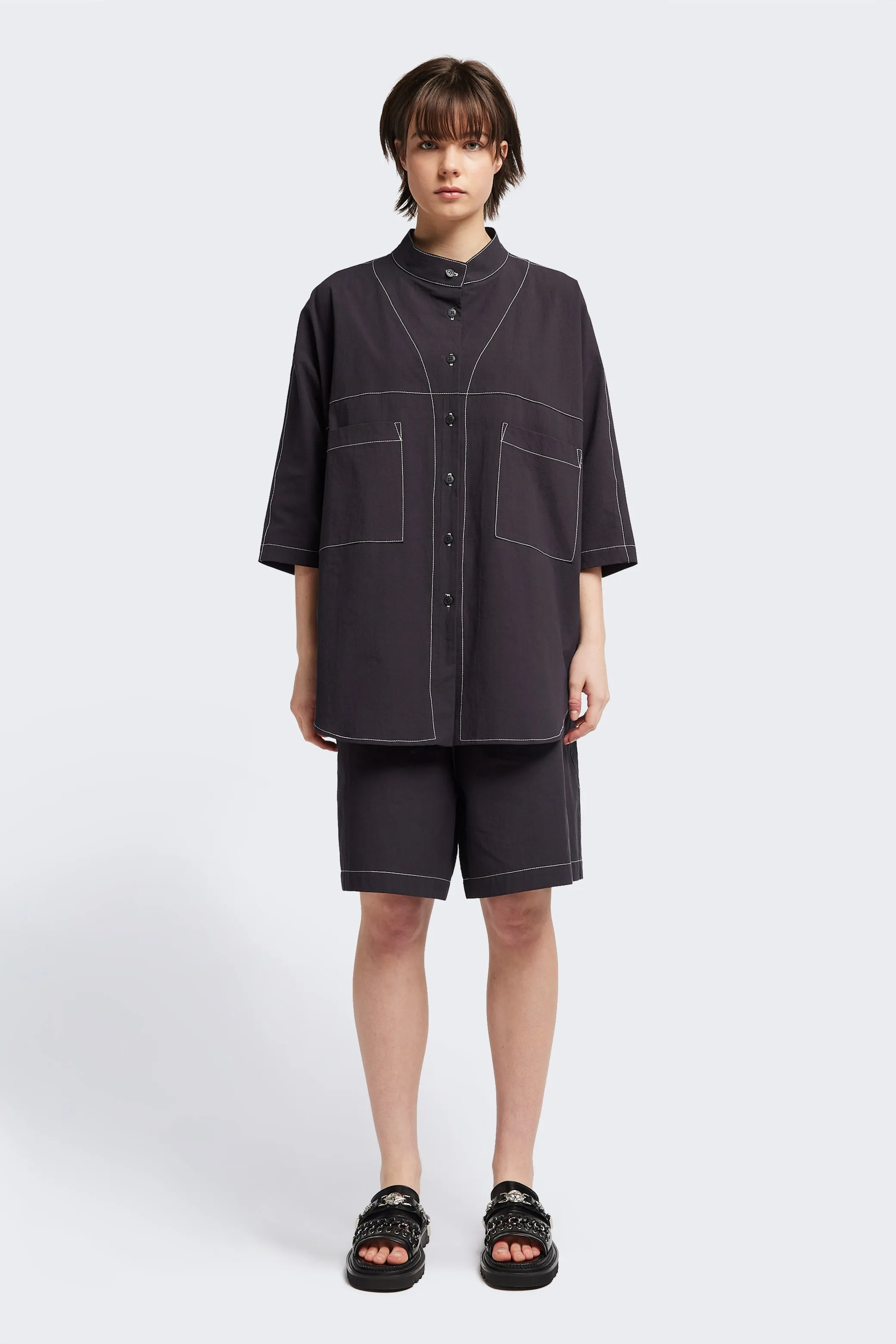 Idyll Shirt Black Quick Release Cuffs Oversized Fit