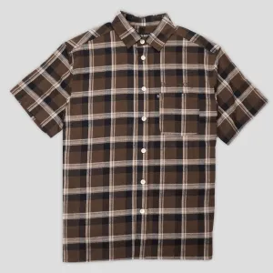 Printed design Pass~Port Stem Workers Check Shirt Short-Sleeve - Brown