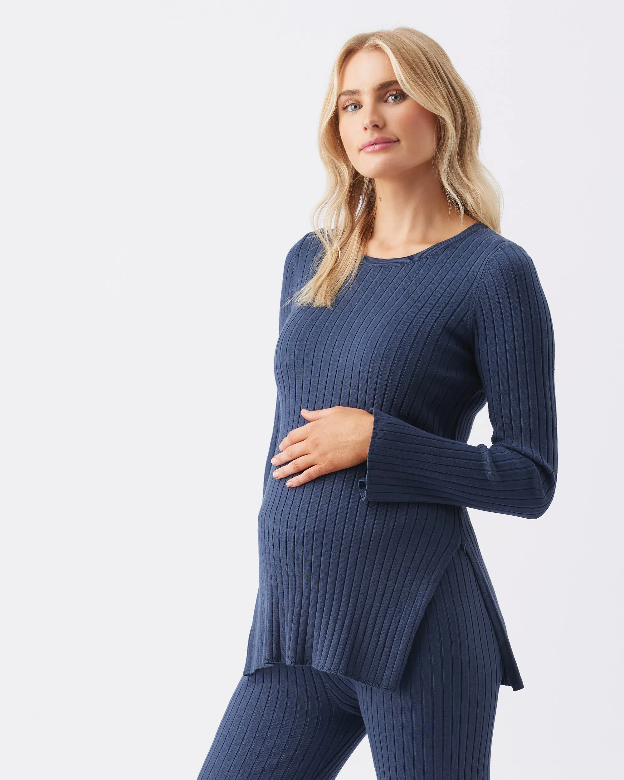 second trimester newborn ready Stella Rib Nursing Knit French Navy