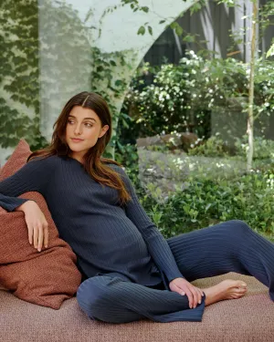 Stella Rib Nursing Knit French Navy baby carrier compatible