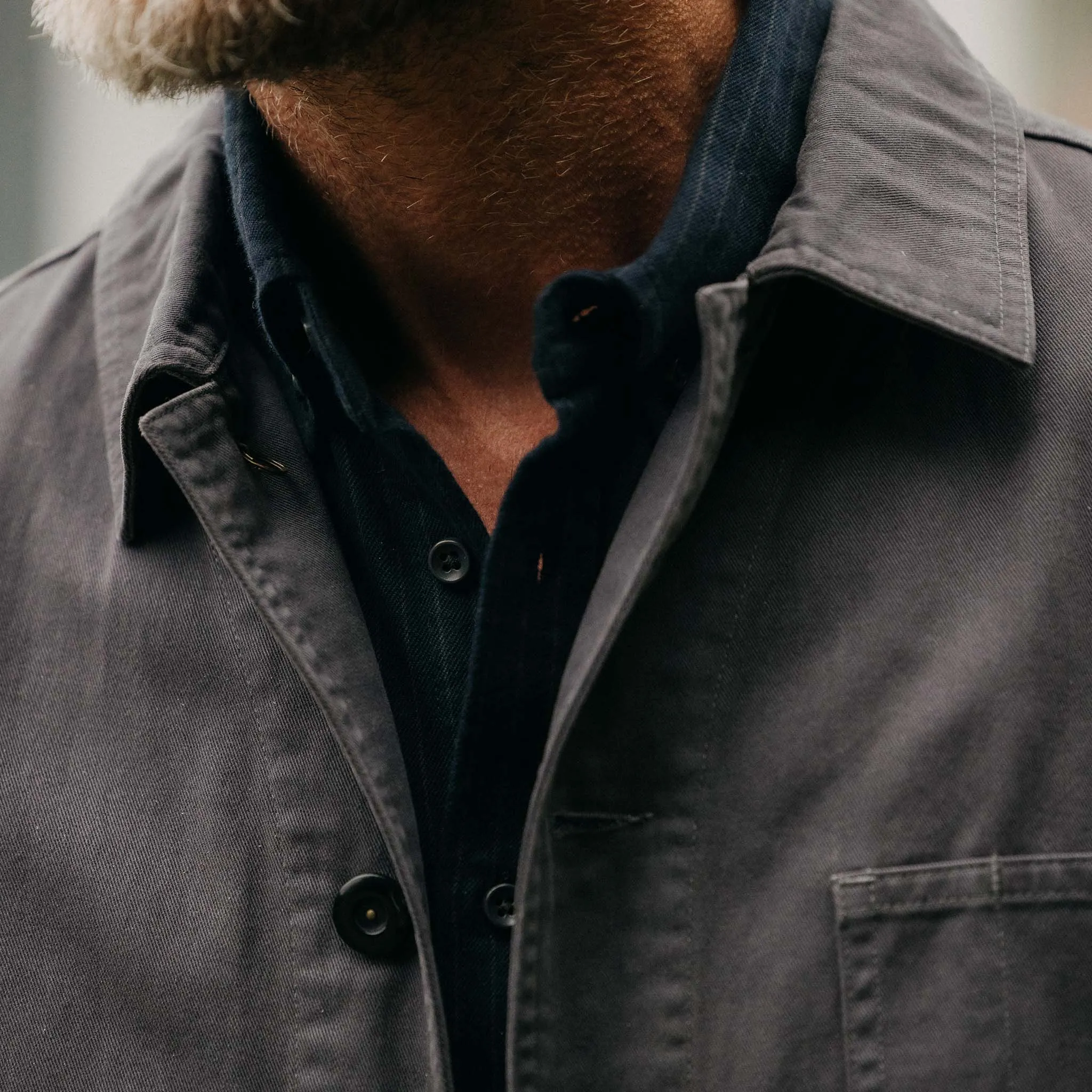 Abrasion Resistant Edges The Ojai Jacket in Organic Charcoal Foundation Twill