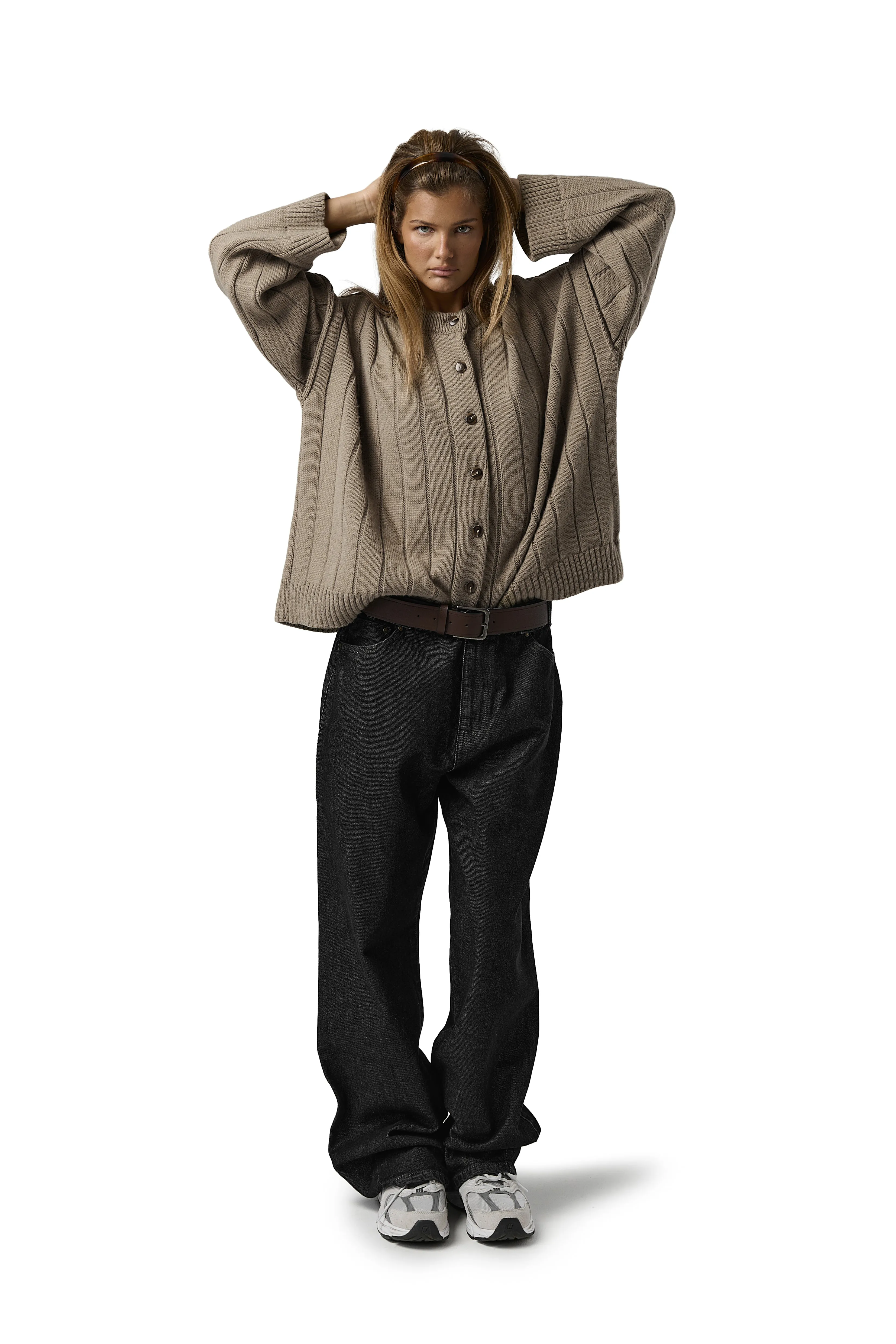 Bryant Button Cardigan in Beige Knitwear Repair Toolkit Non Restrictive Silhouette