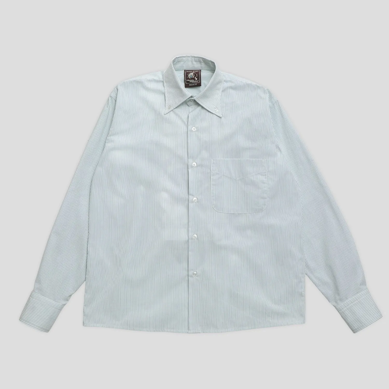 Pass~Port Australian Manufactured Oxford Shirt - Mint Green Stripe Wardrobe Must-Have Timeless Fit