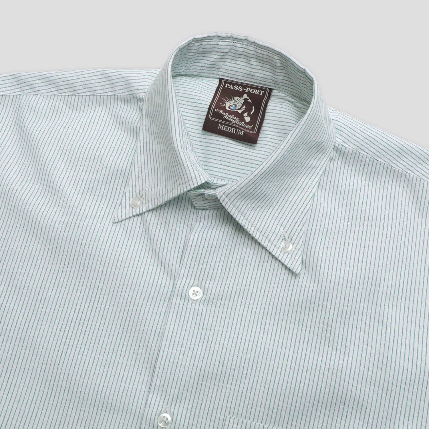 Odor Resistant Anti Pilling Treatment Pass~Port Australian Manufactured Oxford Shirt - Mint Green Stripe