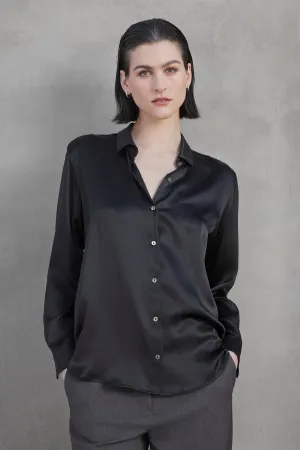 CALABASAS SILK CHARMEUSE BLOUSE Midweight Textile Anti Static Treatment
