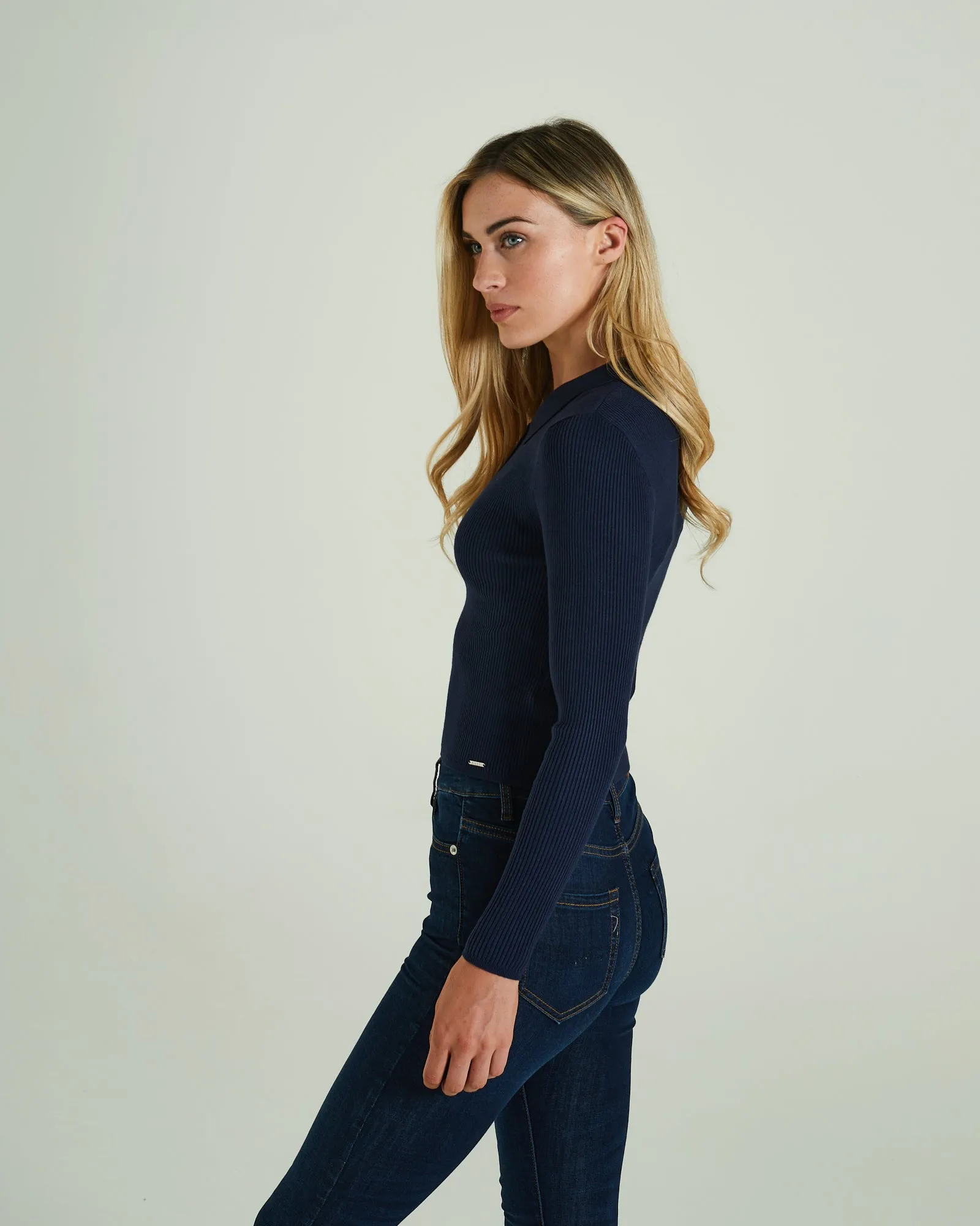 Microfiber Inner Layer Wardrobe Must Roslyn Knit Blue Navy