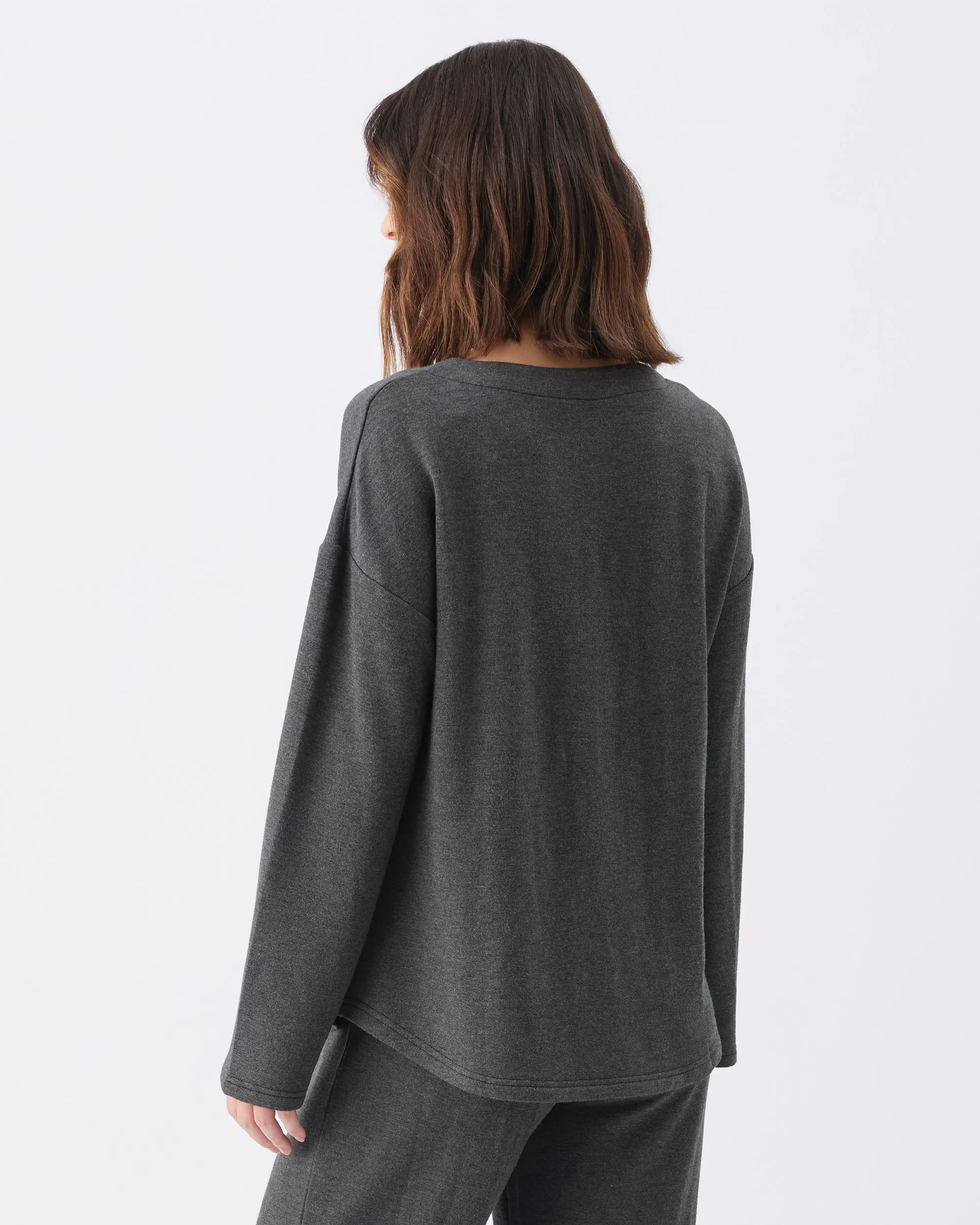 Super Soft Nursing Top Charcoal Marle maternity lounge