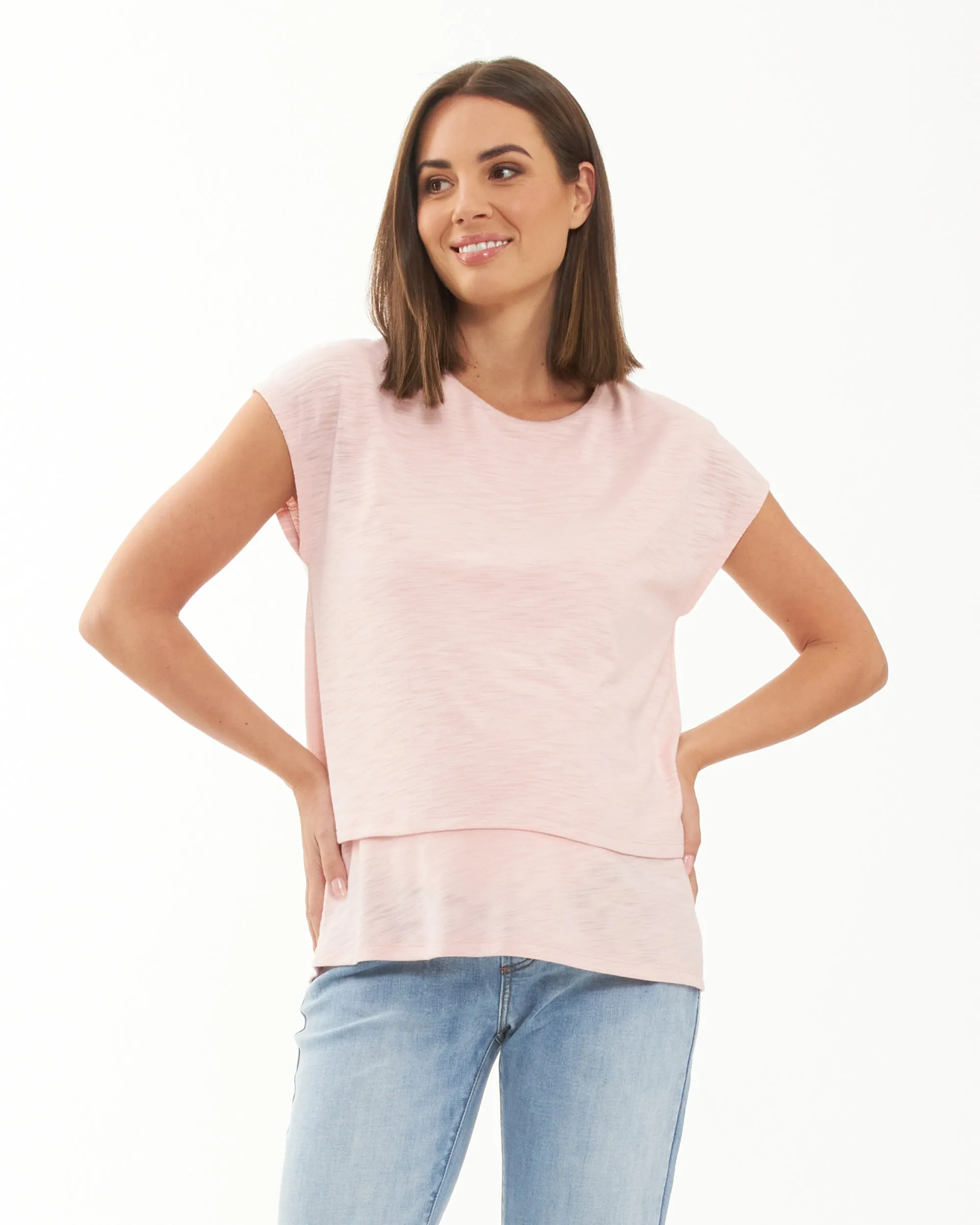 sleeved dress jogging mom Jazmin Nursing Tee  Soft Pink