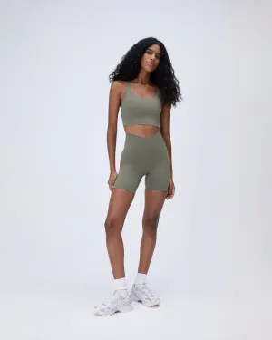 Ultimate Wrap Over Crop Shorts - Olive Green Quick Move