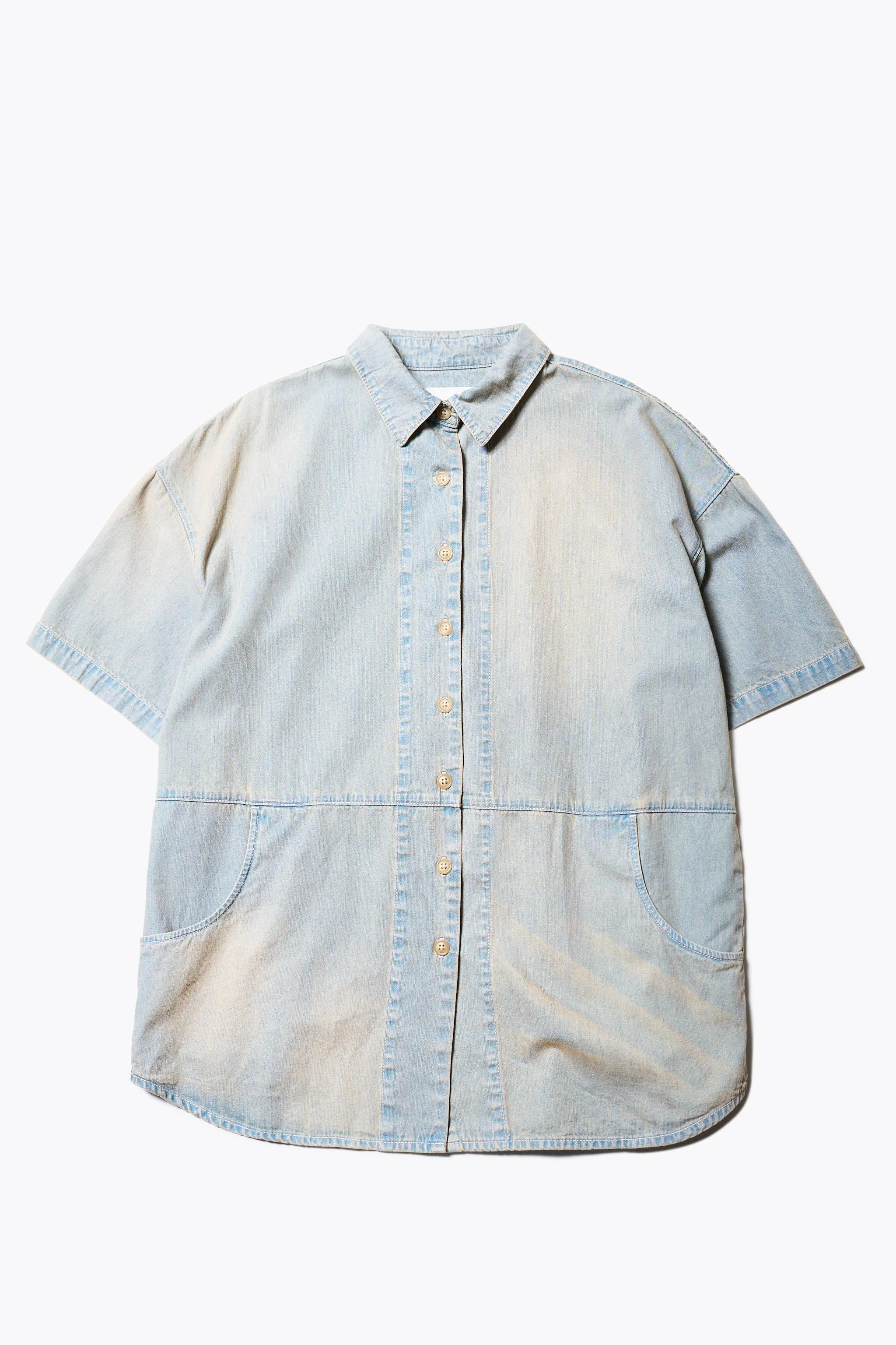Tailored Cut Province S/S Denim Shirt Blue Pink Fade