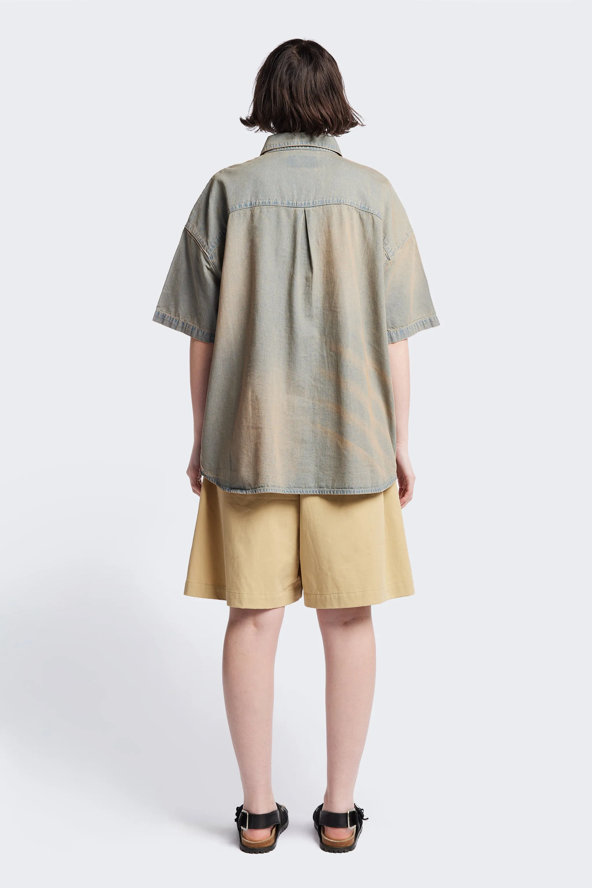 Province S/S Denim Shirt Blue Pink Fade Active Fit