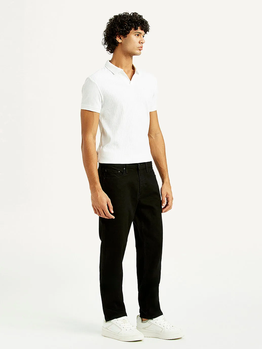 Men's 541 Black Athletic Tapered Fit Mid Rise Jeans Family Style Elegant Outfit Mood