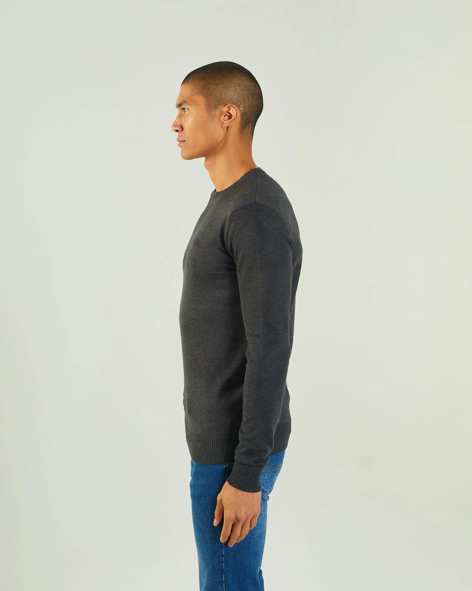 Dylan Round Neck Charcoal Marl AntiSnag Yarn Technology Ready To Go
