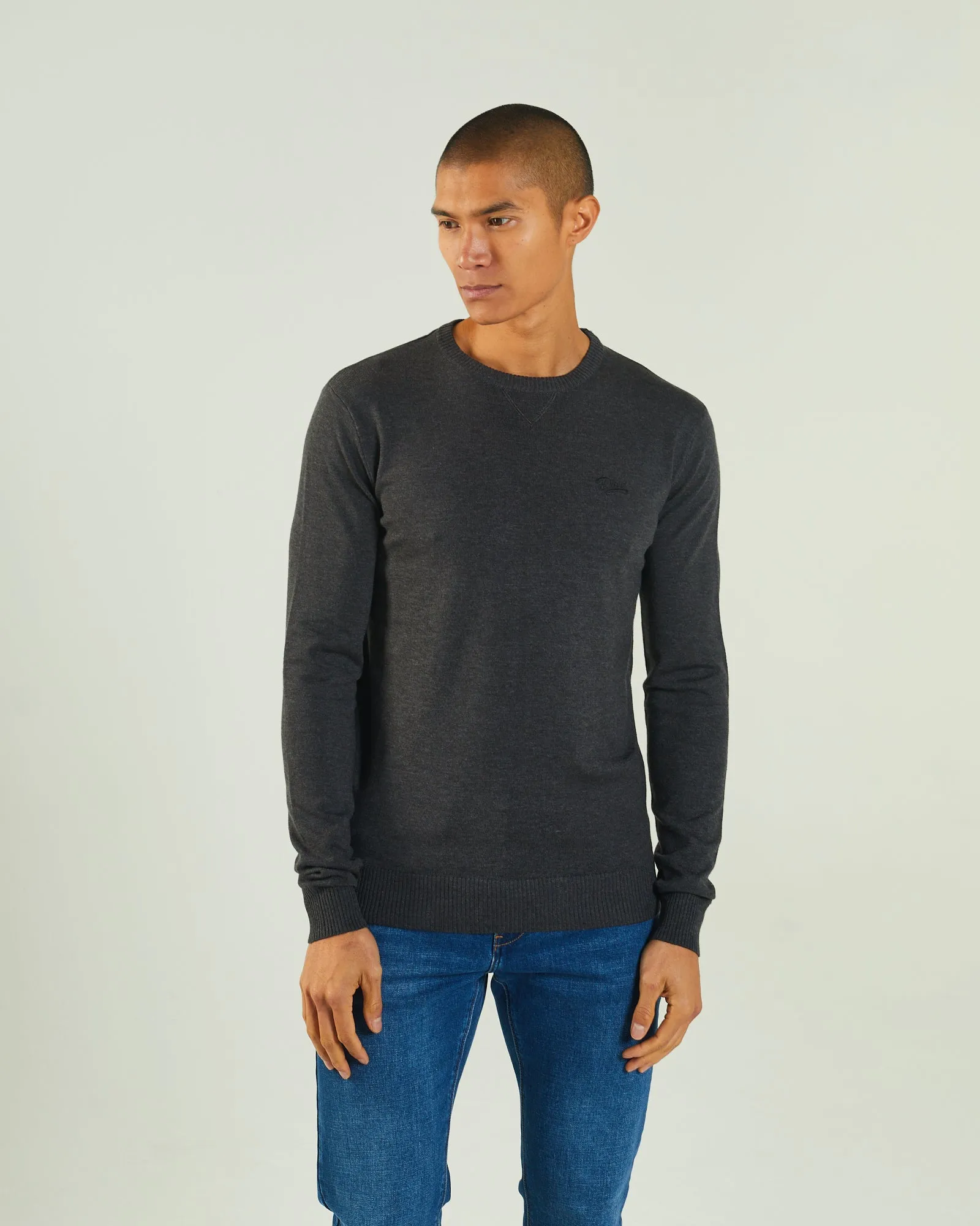 Dylan Round Neck Charcoal Marl Anti Pilling Finish