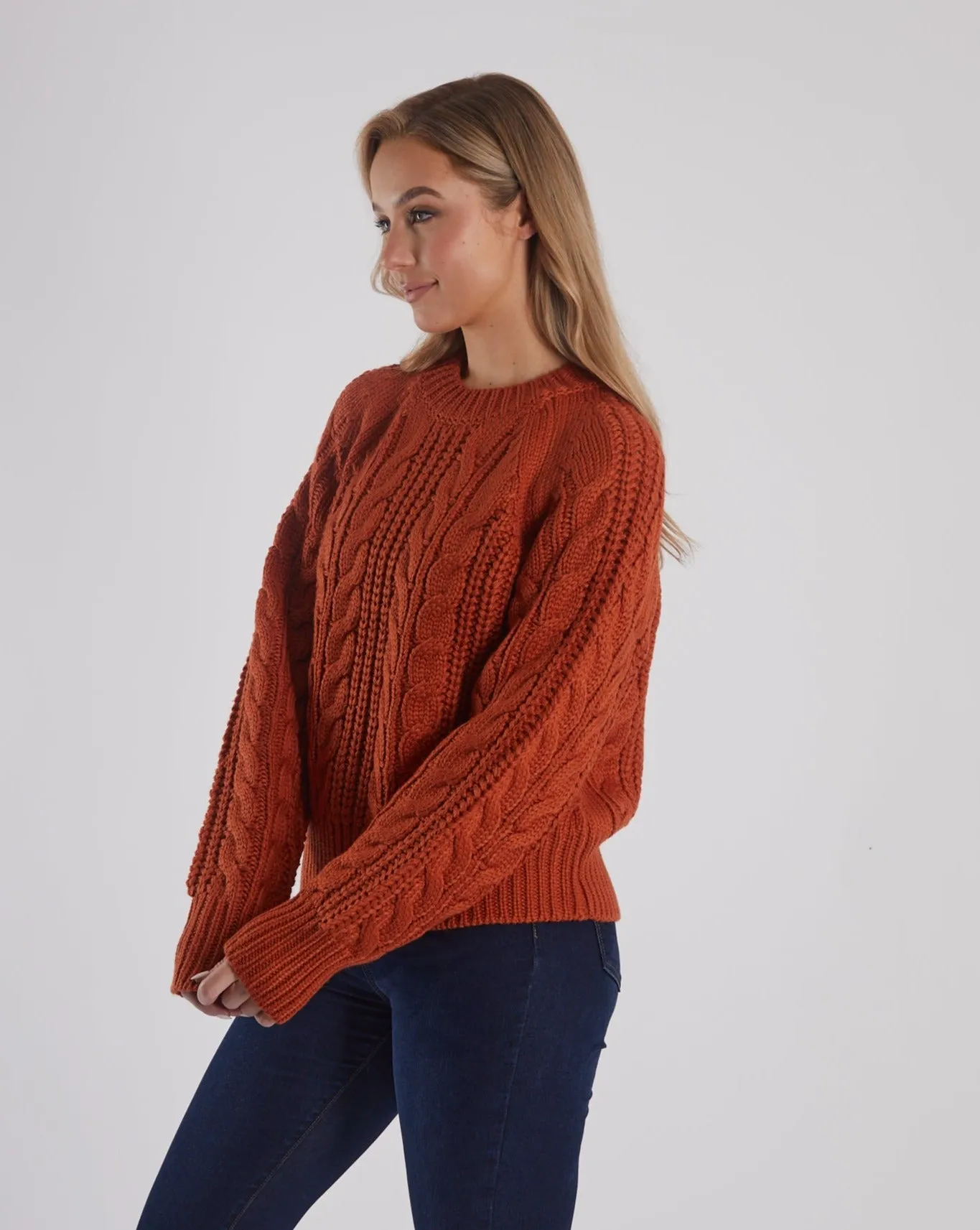 Tagless Labeling Fashion Fit Tansy Knit Cinnamon Orange