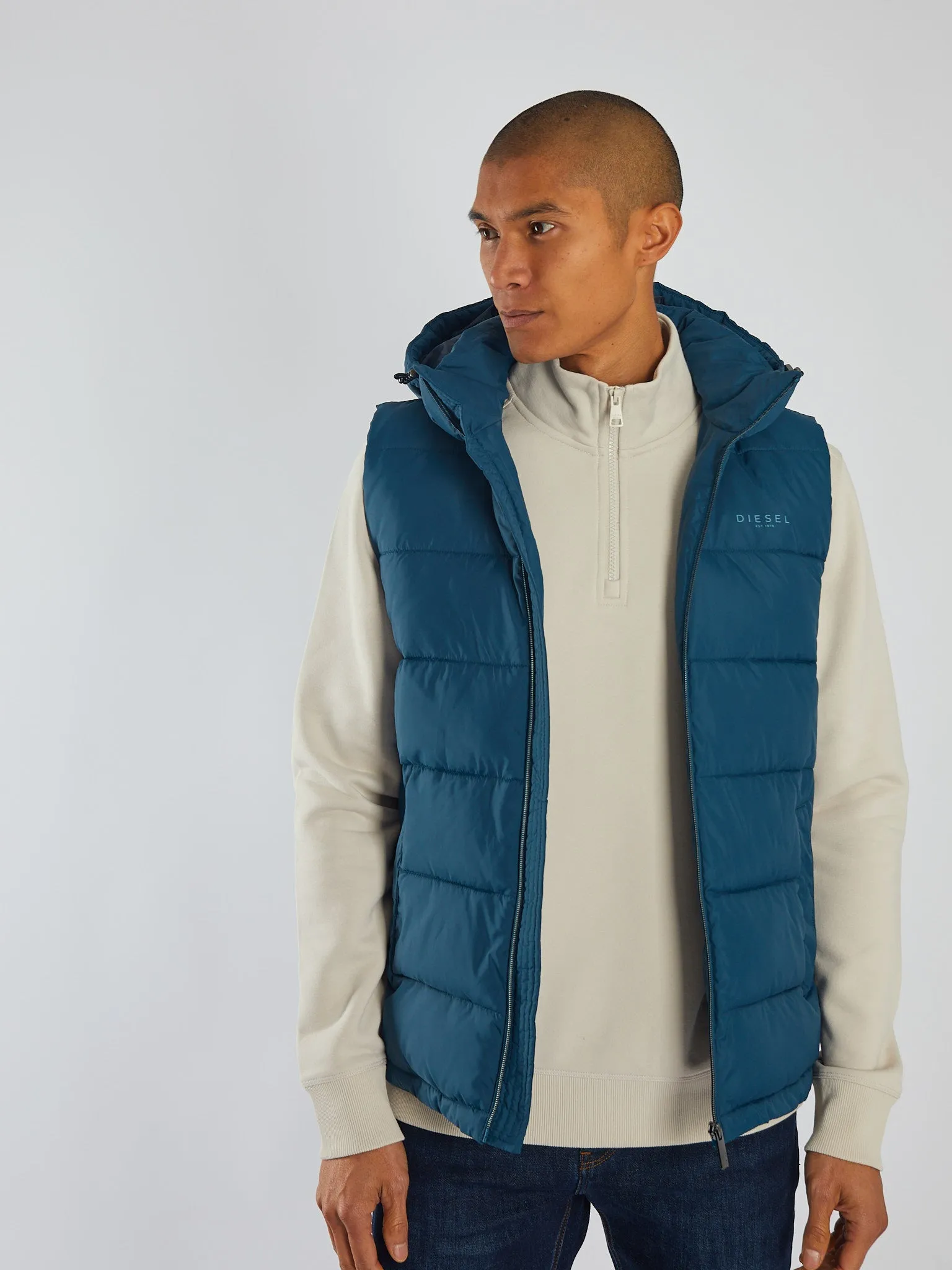 Tate Gilet Midnight Teal AntiSnag Lining Material Pastel Shade
