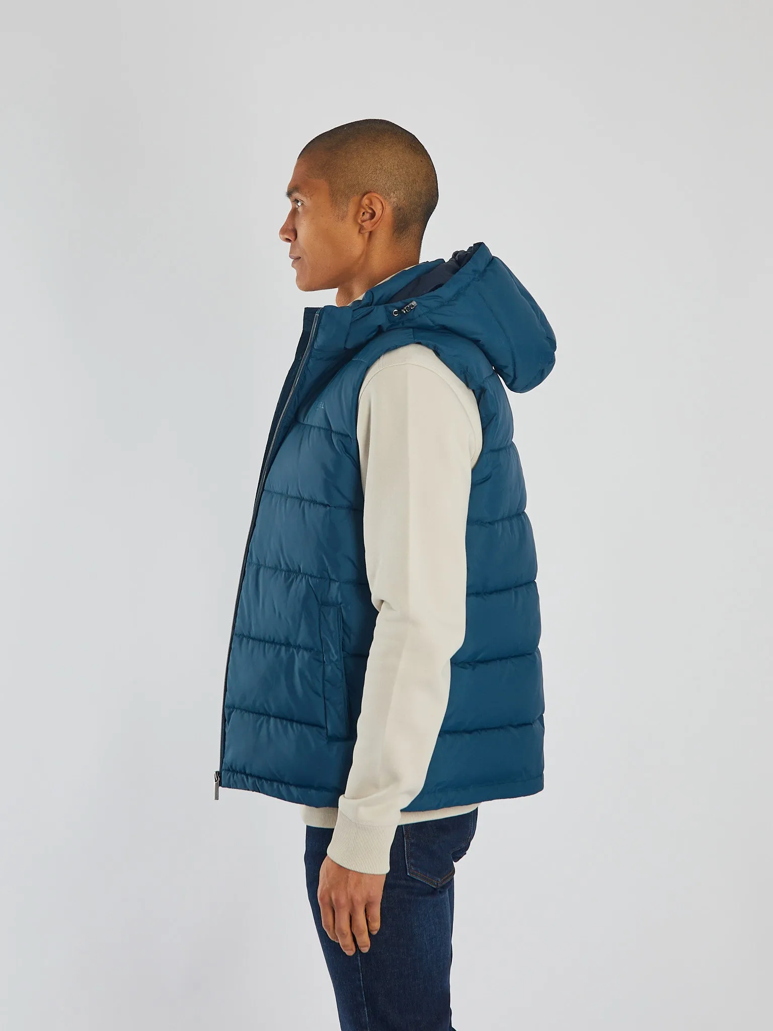 Tate Gilet Midnight Teal HighNeckDesign MagneticClosure