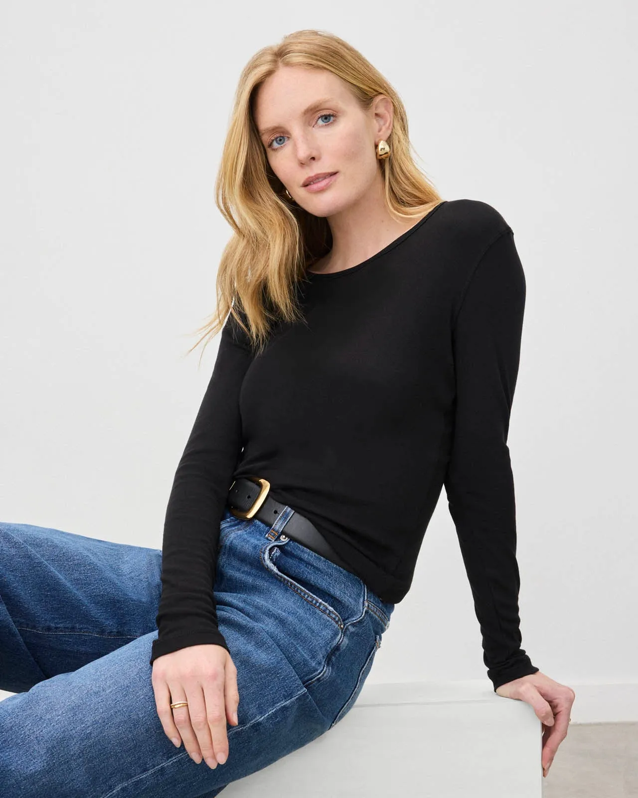 Curved Hemline The Classic Long Sleeve Tee