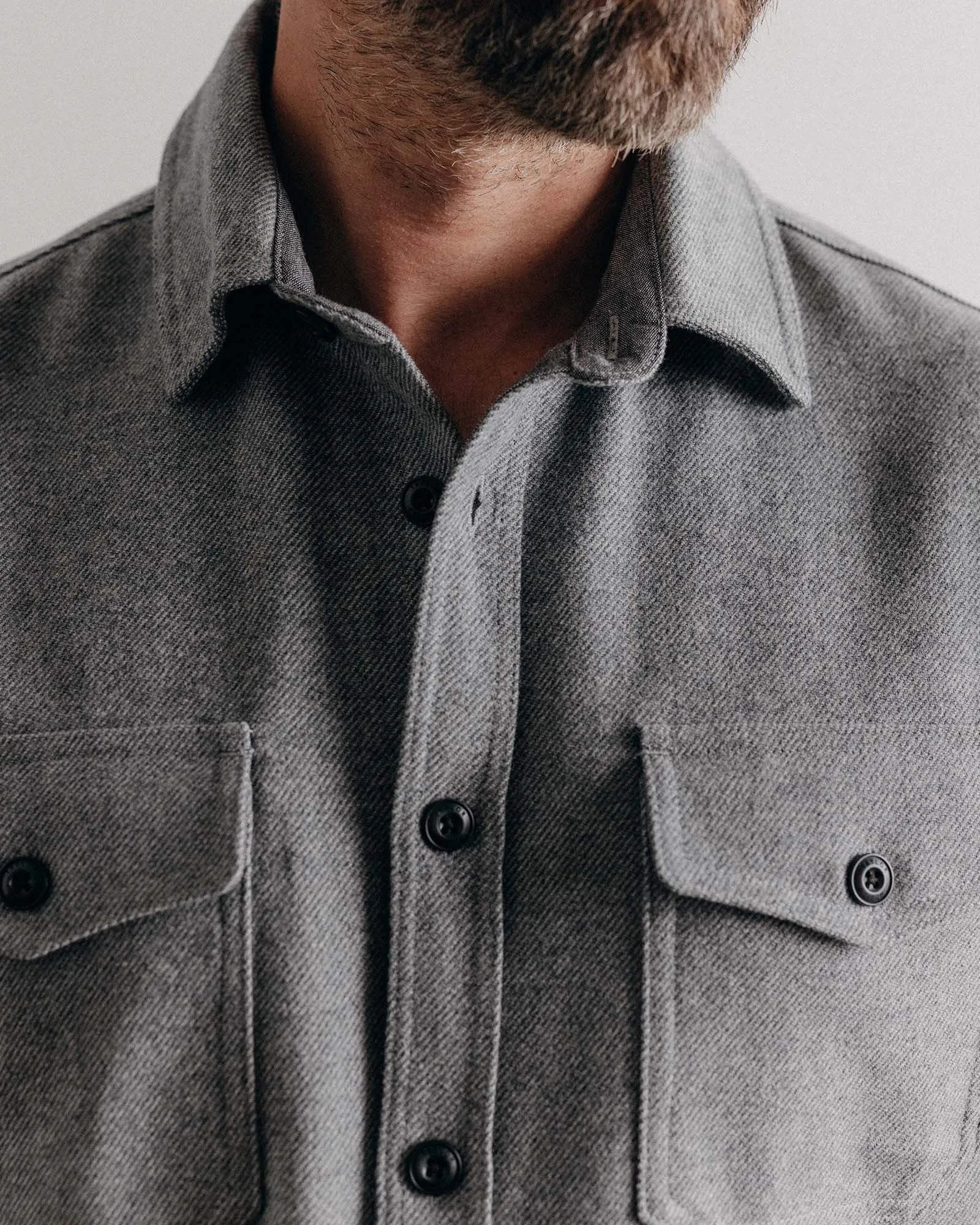 The CPO Shirt in Heather Ash Twill Eco Friendly Padding