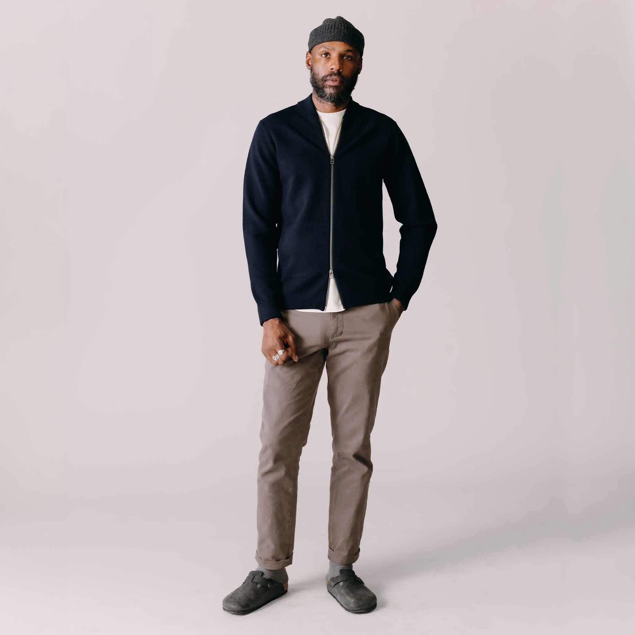 The Democratic Foundation Pant in Organic Espresso Side Pockets