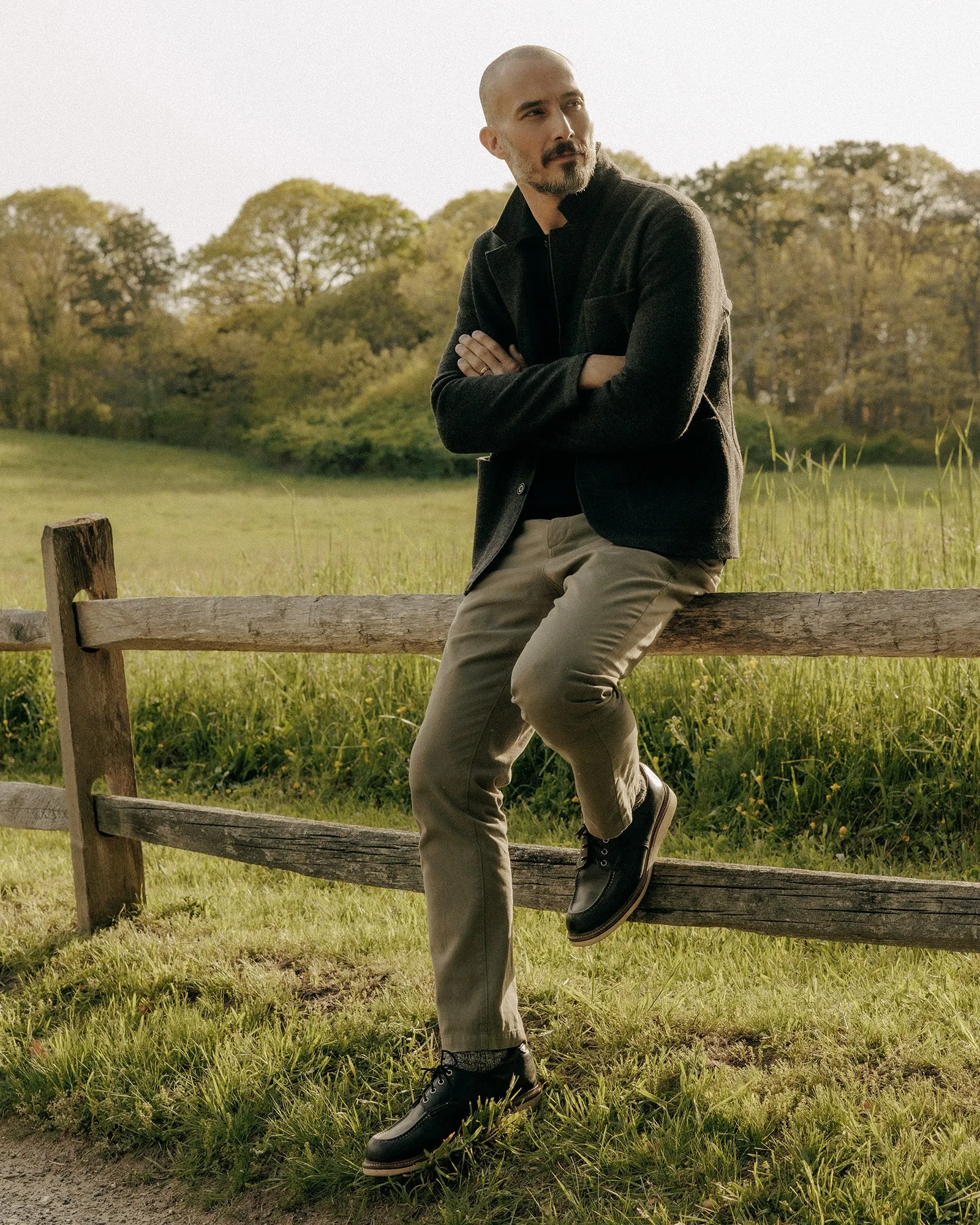 The Democratic Foundation Pant in Organic Smoked Olive Dynamic Motion HighRiseWaist