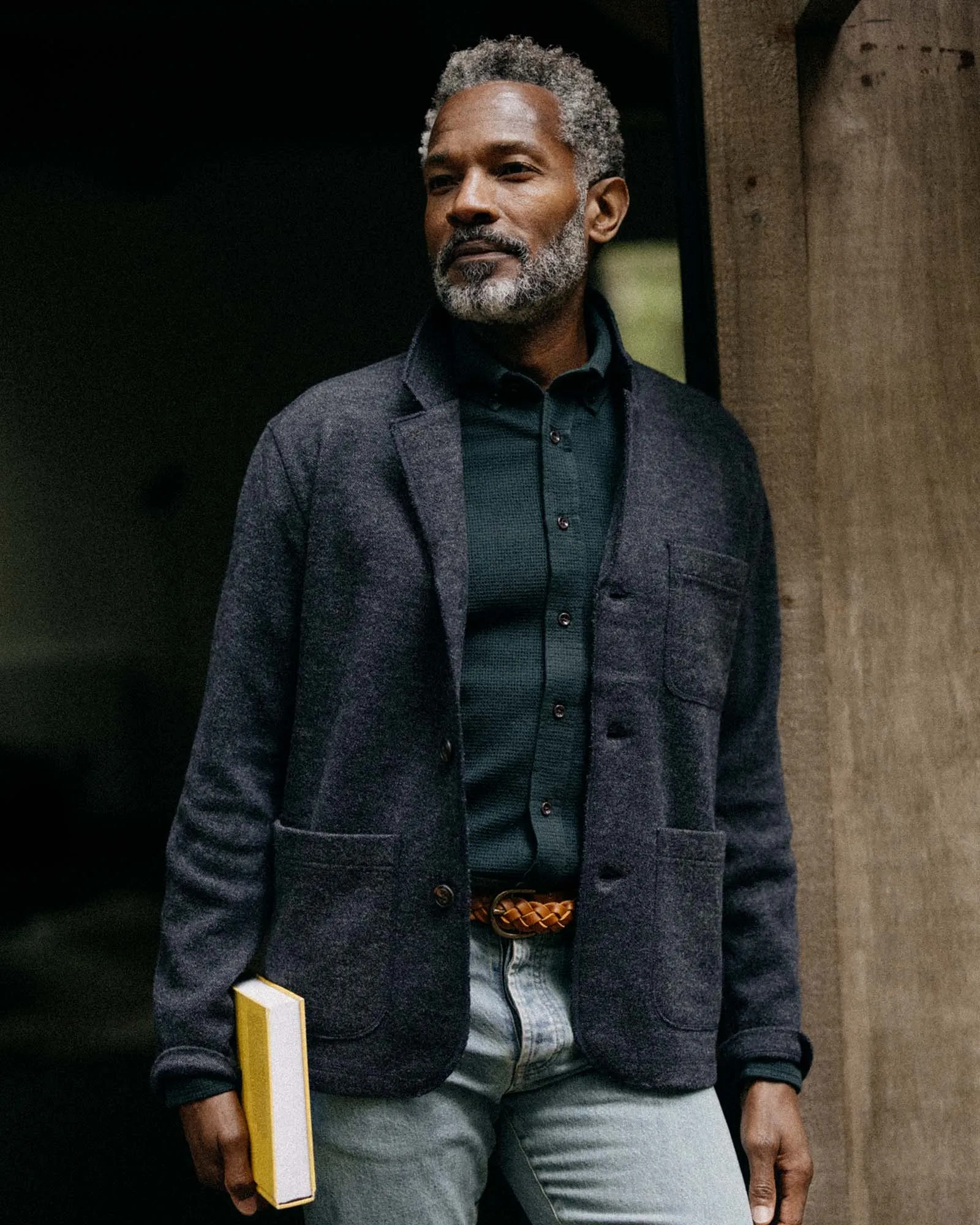 The Evans Blazer in Navy Birdseye Wool Flexible Elbow Patches Comfort Flex Fit