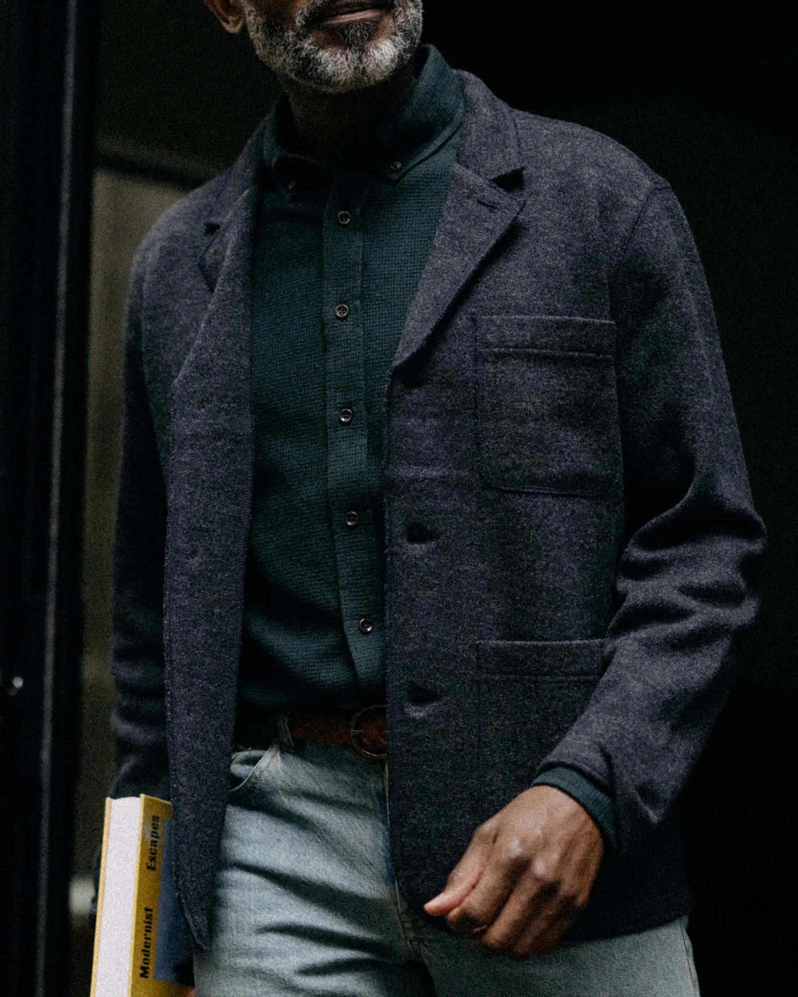 The Evans Blazer in Navy Birdseye Wool WaterResistant Coating