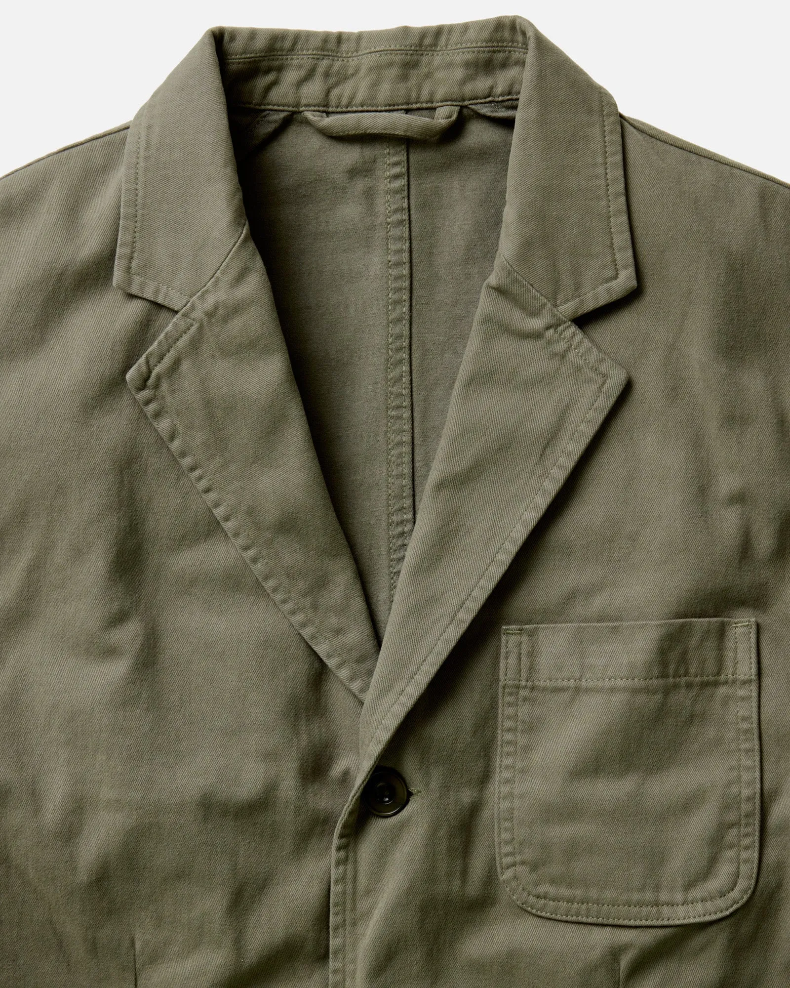 The Foundation Sportcoat in Organic Smoked Olive Twill FoldableStructure Quick Wear Fit